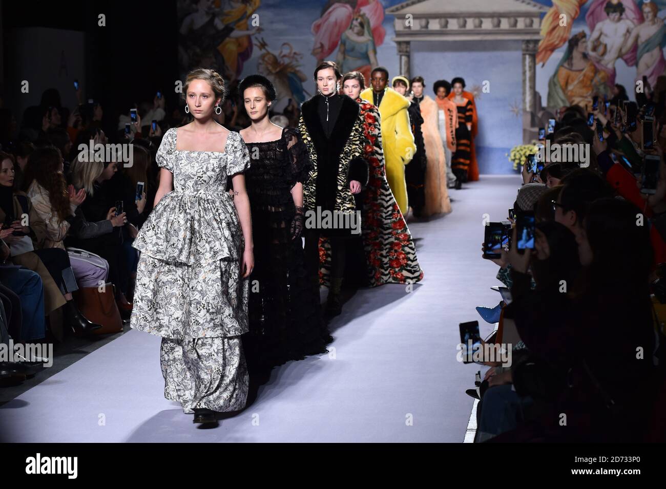 Models on the catwalk during the Shrimps fashion show, held at the Ambika P3 as part of London Fashion Week A/W 2019. Picture date: Tuesday February 19, 2018. Photo credit should read: Matt Crossick/Empics Stock Photo