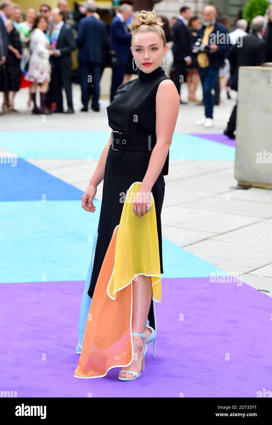 Florence Pugh arriving for Royal Academy of Arts Summer Exhibition Preview Party 2019 held at Burlington House, London. Picture date: Tuesday June 4, 2019. Photo credit should read: Matt Crossick/Empics Stock Photo