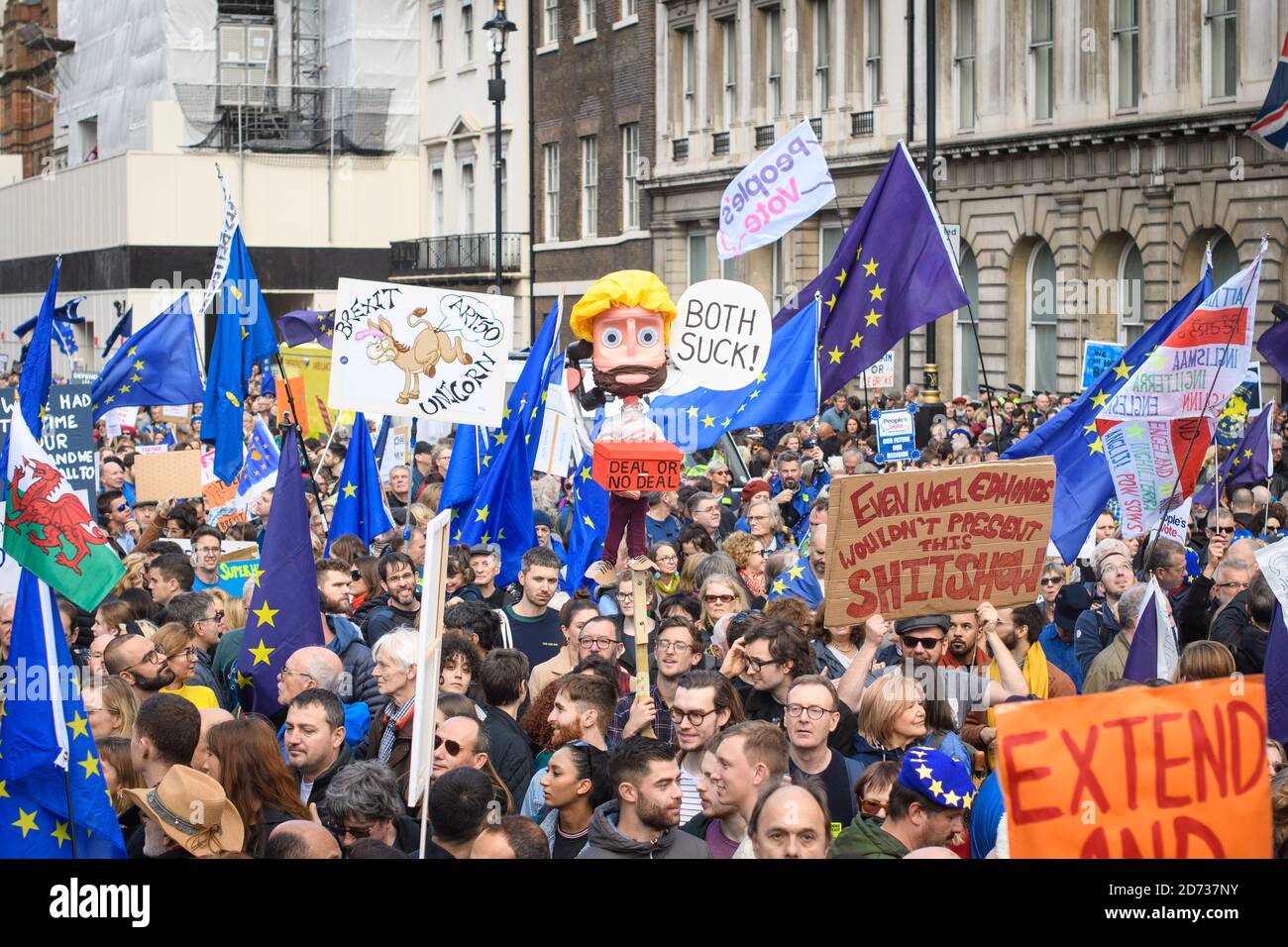 Protesters at an anti-Brexit, 'Let Us Be Heard' march in Parliament Square, London. Picture date: Saturday October 19, 2019. Photo credit should read: Matt Crossick/Empics Stock Photo