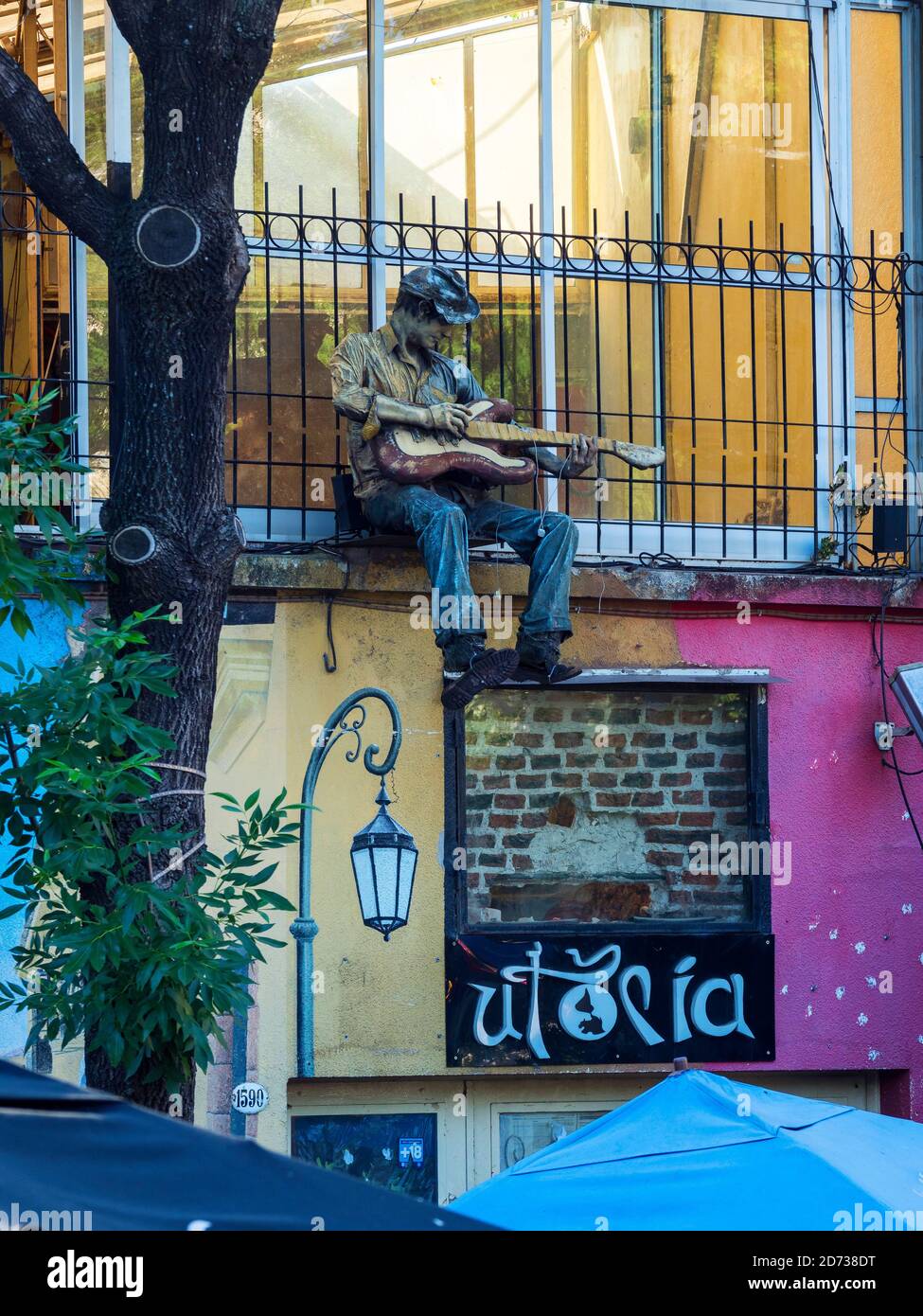 Restaurant and Bars. Plazoleta Julio Cortazar also called Plaza Serrano in quarter Palermo.    Buenos Aires, the capital of Argentina. South America, Stock Photo