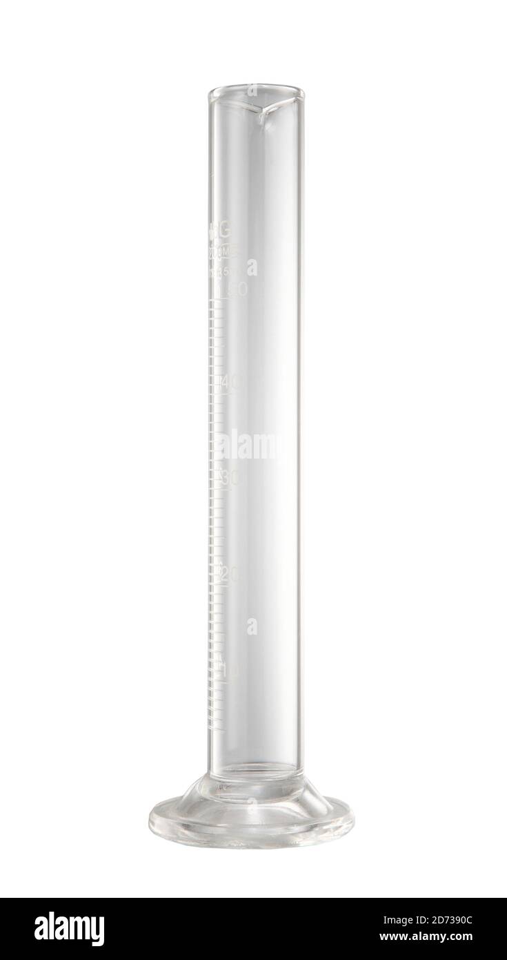 Chemical laboratory flask with liquid Graduated cylinder Stock Photo