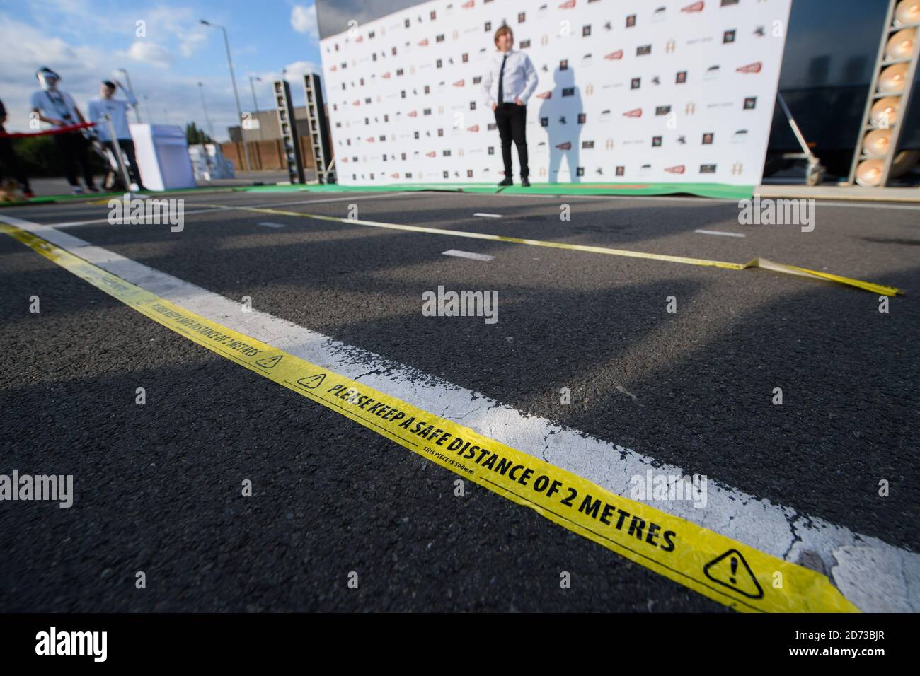Social distancing measures at the drive-in premiere of Break, at the Brent Cross Drive-In cinema in north west London. Picture date: Wednesday July 22, 2020. Photo credit should read: Matt Crossick/Empics Stock Photo