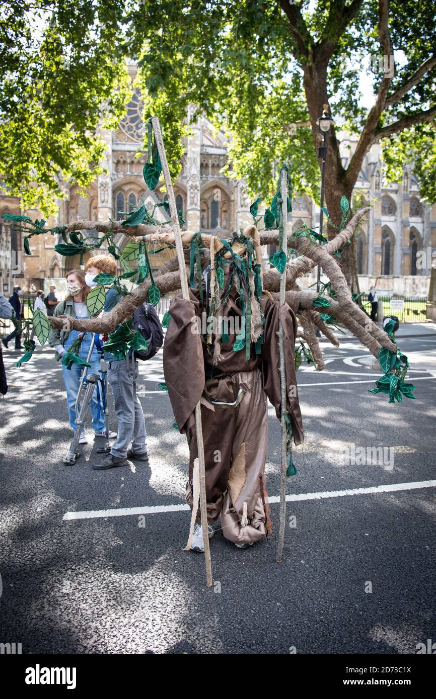 Extinction Rebellion protesters demonstrate outside The Houses of Parliament in Parliament Square, London. Picture date: Tuesday September 1, 2020. Photo credit should read: Matt Crossick/Empics Stock Photo