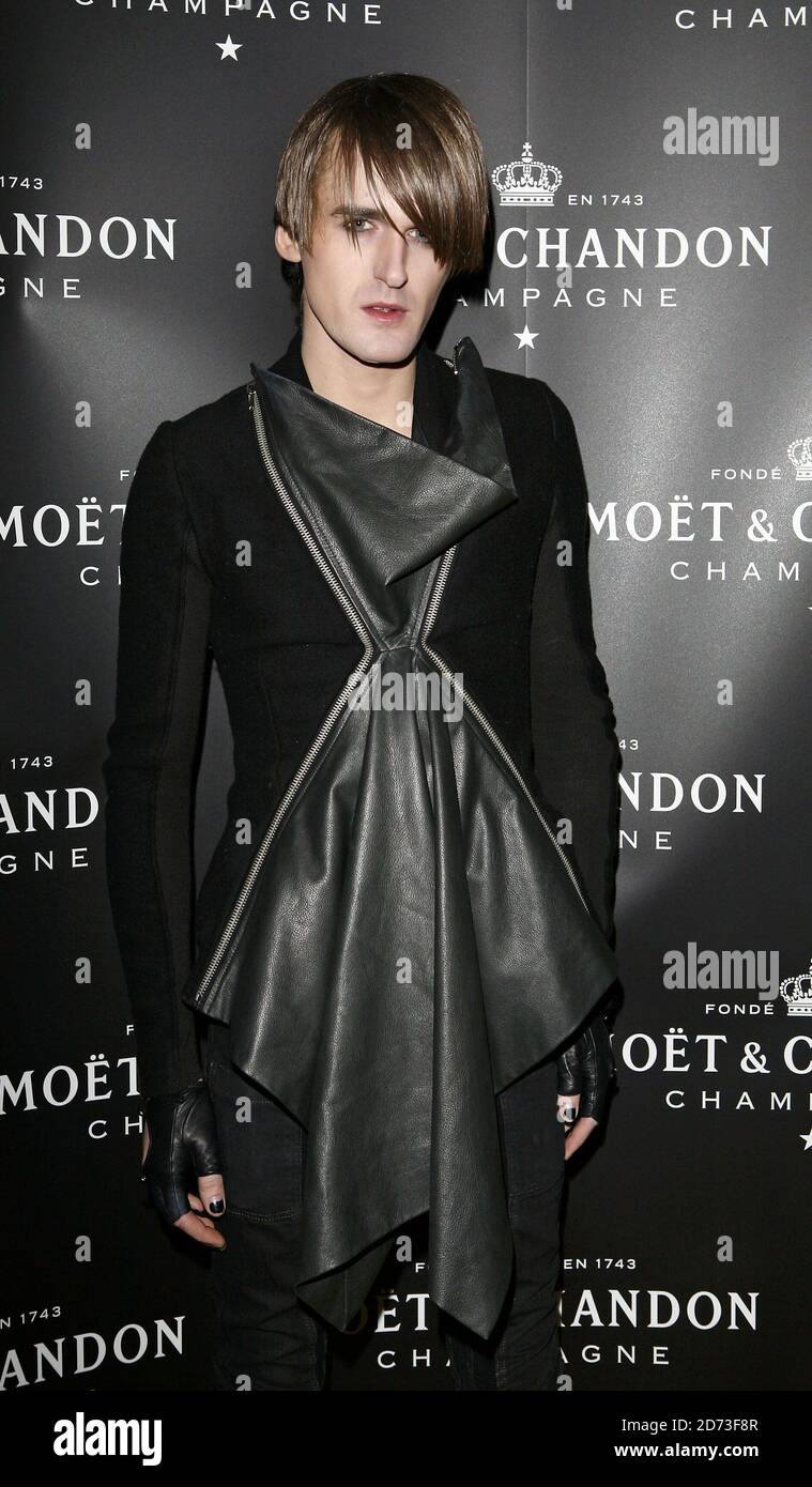 Gareth Pugh arrives at the launch of the Atelier Moet pop-up boutique in Bond Street, central London. Stock Photo
