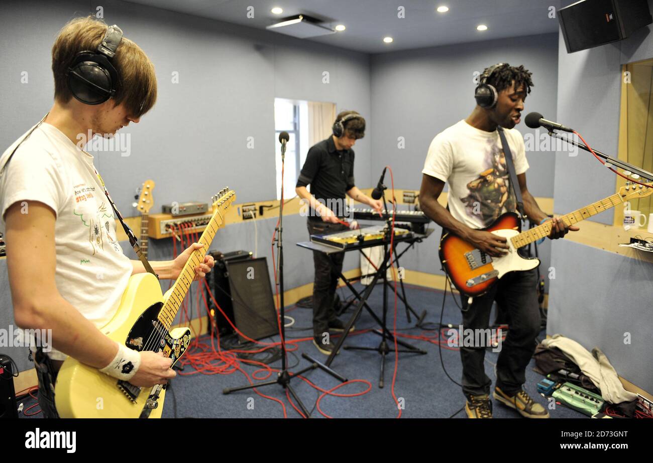 Bloc Party recording at Capital Radio Live Session at the radio station's  studio in Leicester Square, central London Stock Photo - Alamy
