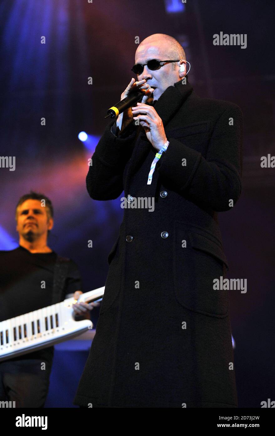 The Human League performing on the eve of the first day of the Isle of Wight festival, in