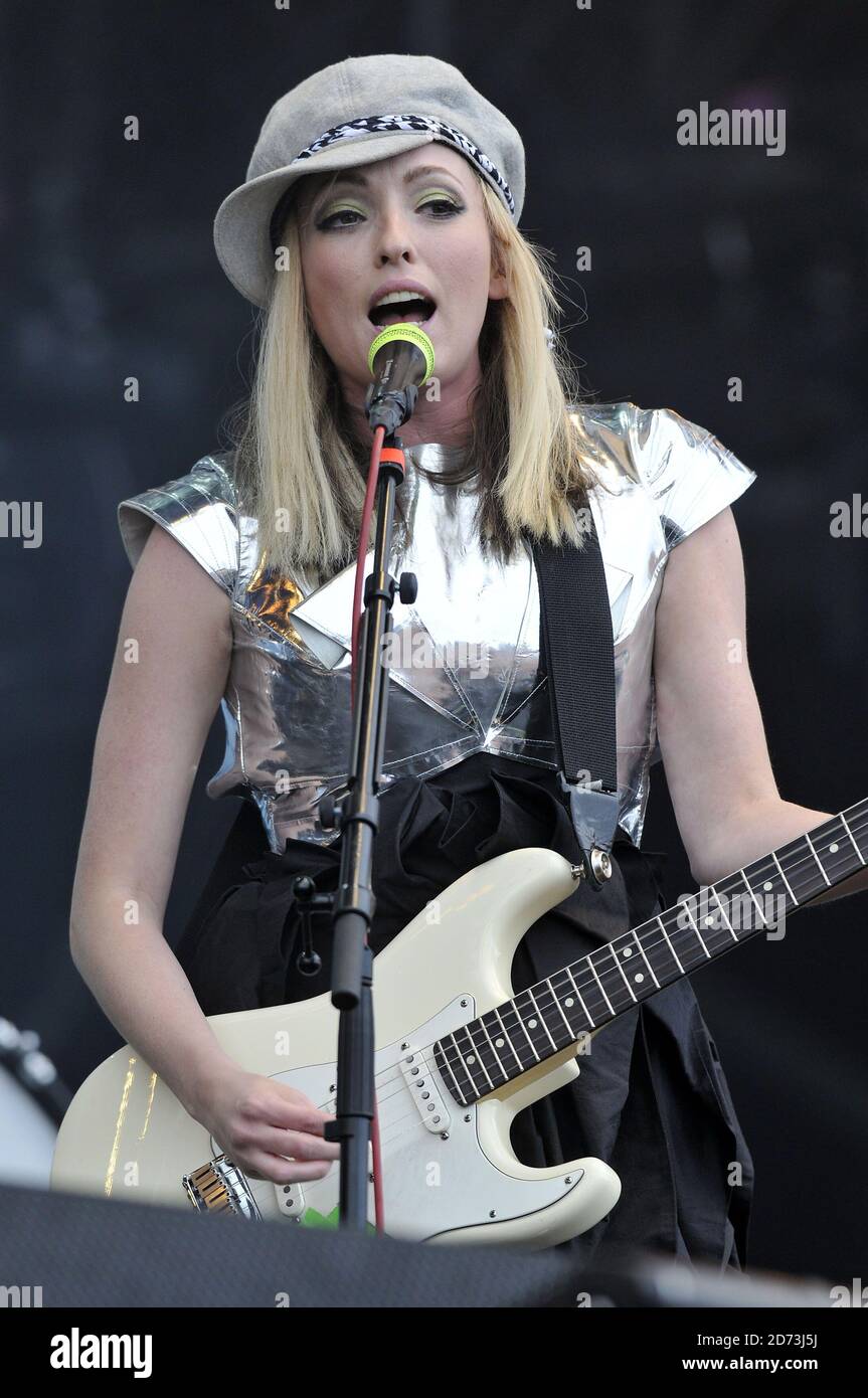 The Ting Tings perform live on the first day of the Isle of Wight festival, in Newport on the Isle of Wight.  Stock Photo