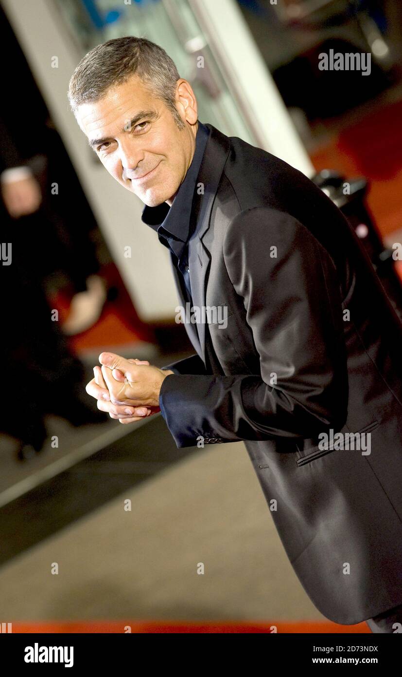 George Clooney arrives at the premiere of The Men Who Stare at Goats, part of the BFI London Film Festival, at Leicester Square in central London.  Stock Photo