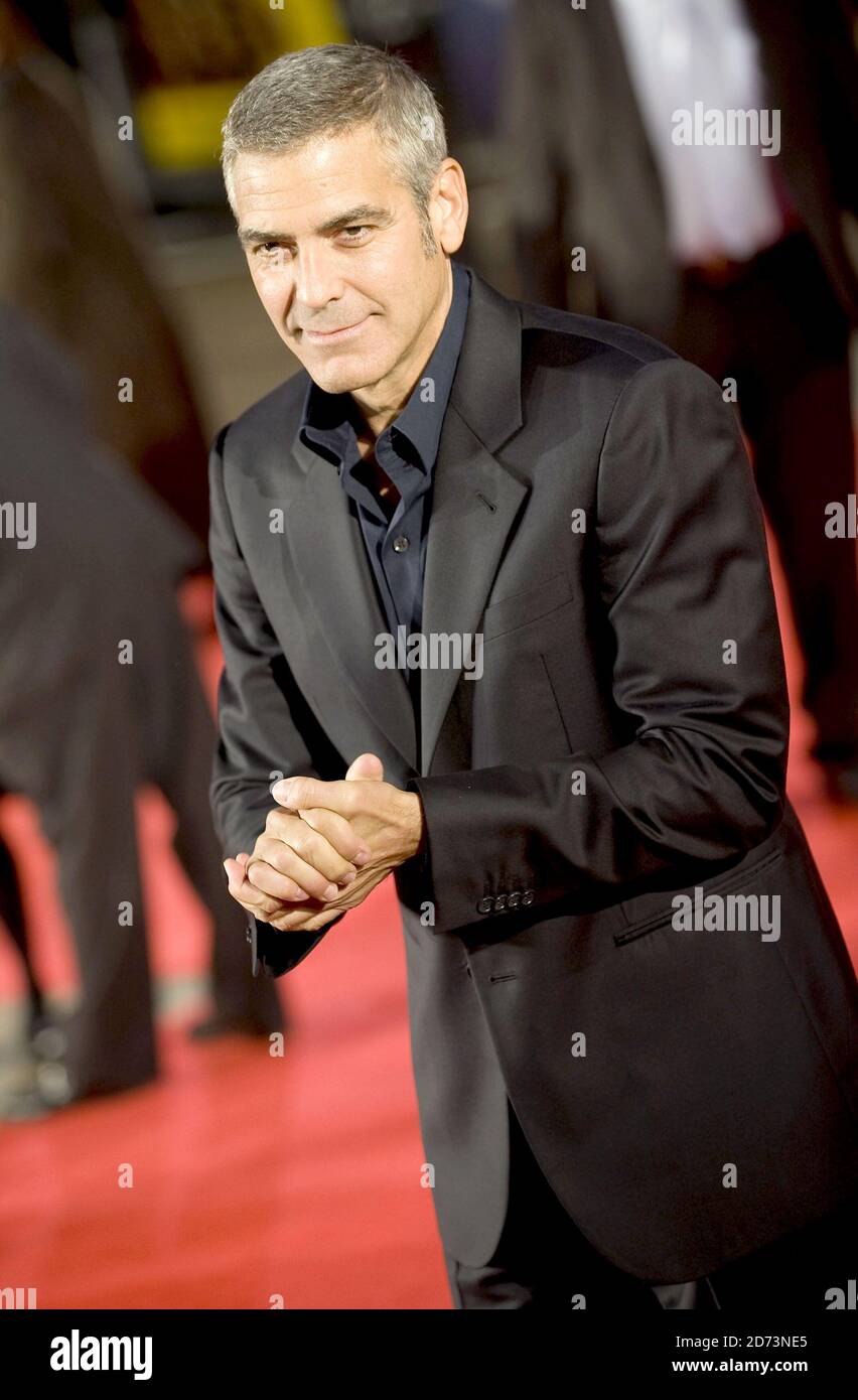 George Clooney arrives at the premiere of The Men Who Stare at Goats, part of the BFI London Film Festival, at Leicester Square in central London.  Stock Photo
