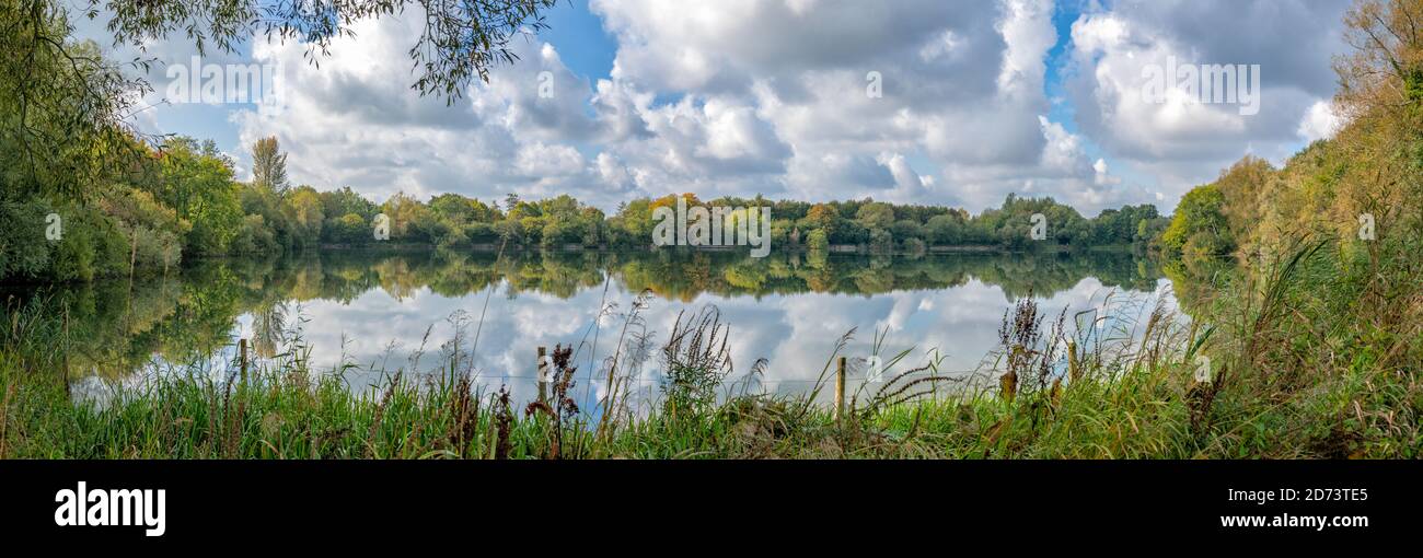 Lake at Neigh Bridge Country Park, The Cotswolds, Gloucestershire, England, United Kingdom Stock Photo