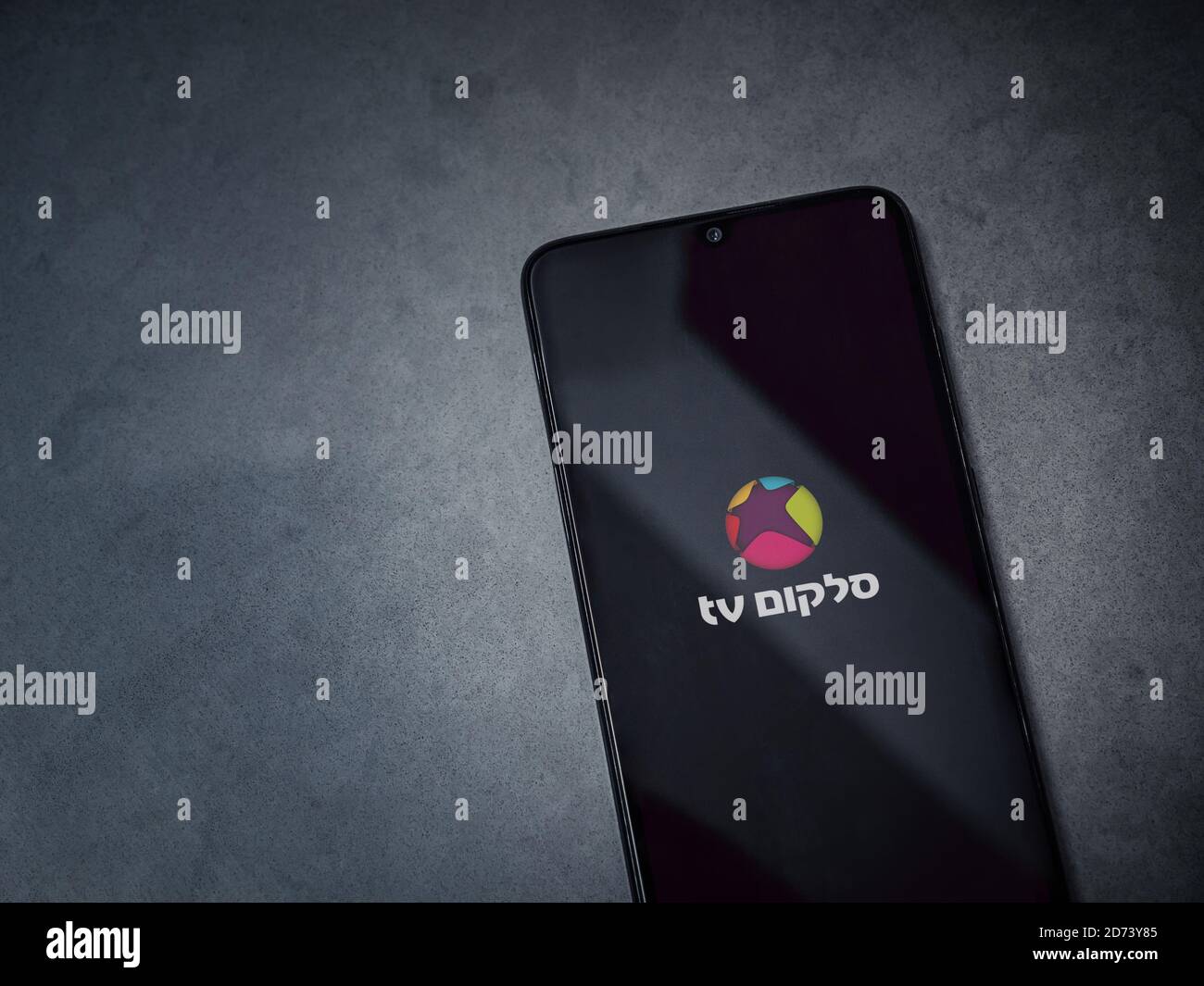 Lod, Israel - July 8, 2020: Cellcom TV app launch screen with logo on ...