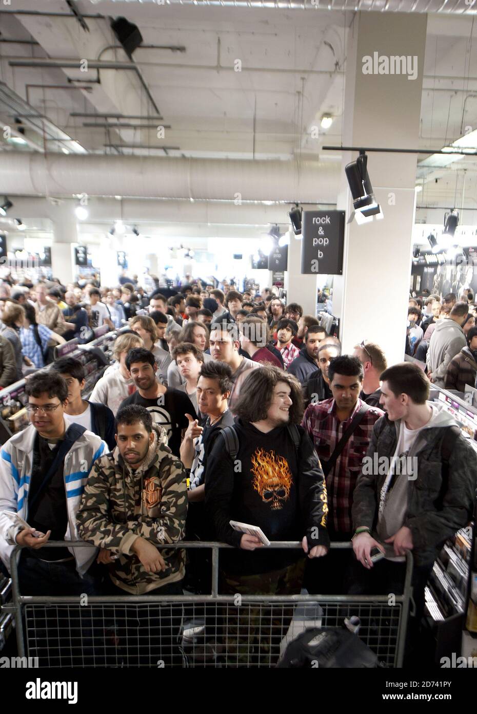 Fans pictured at the launch of Metal Gear Solid Peacewalker, at HMV on Oxford St in central London.  Stock Photo