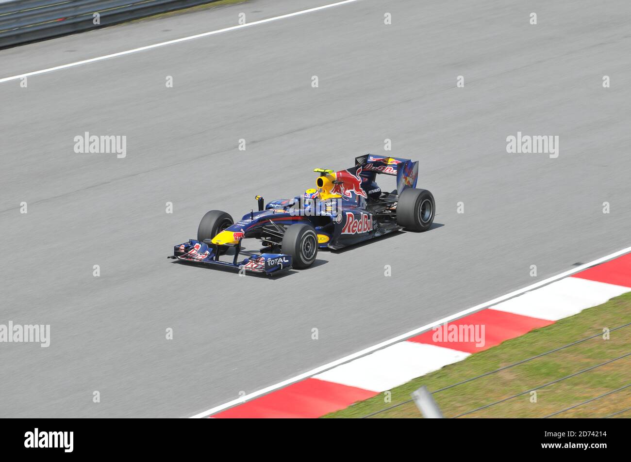 SEPANG, MALAYSIA - APRIL 2 : Red Bull Racing driver Mark Webber of Australia drives during the first practice session at the Sepang F1 circuit April 2 Stock Photo