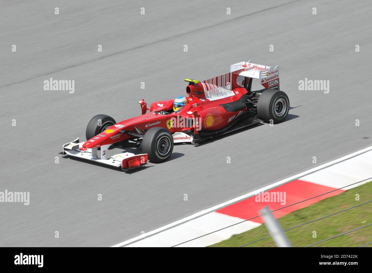 SEPANG, MALAYSIA - APRIL 2 : Scuderia Ferrari Marlboro driver Fernando Alonso of Spain drives during the first practice session at the Sepang F1 circu Stock Photo