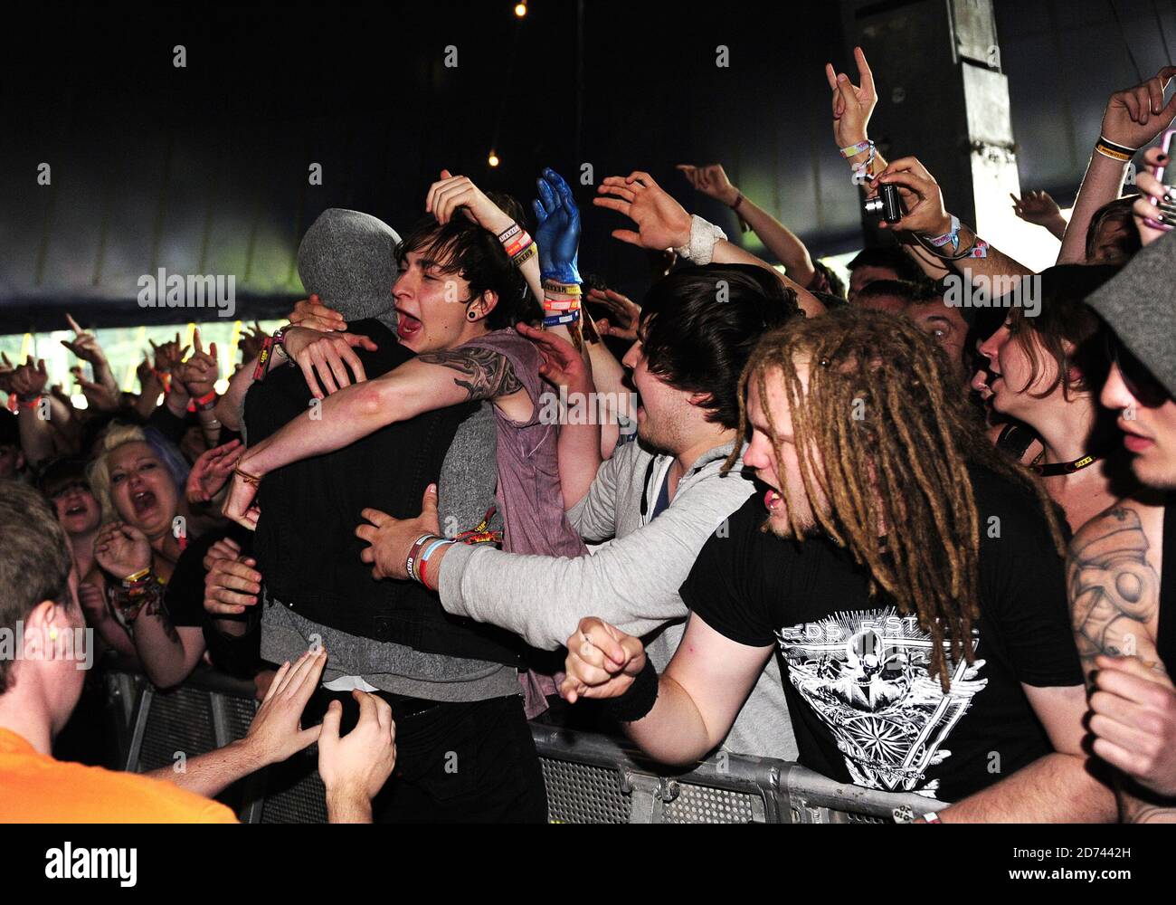 Frank Carter of Gallows performing at the Leeds Festival, as the band ...
