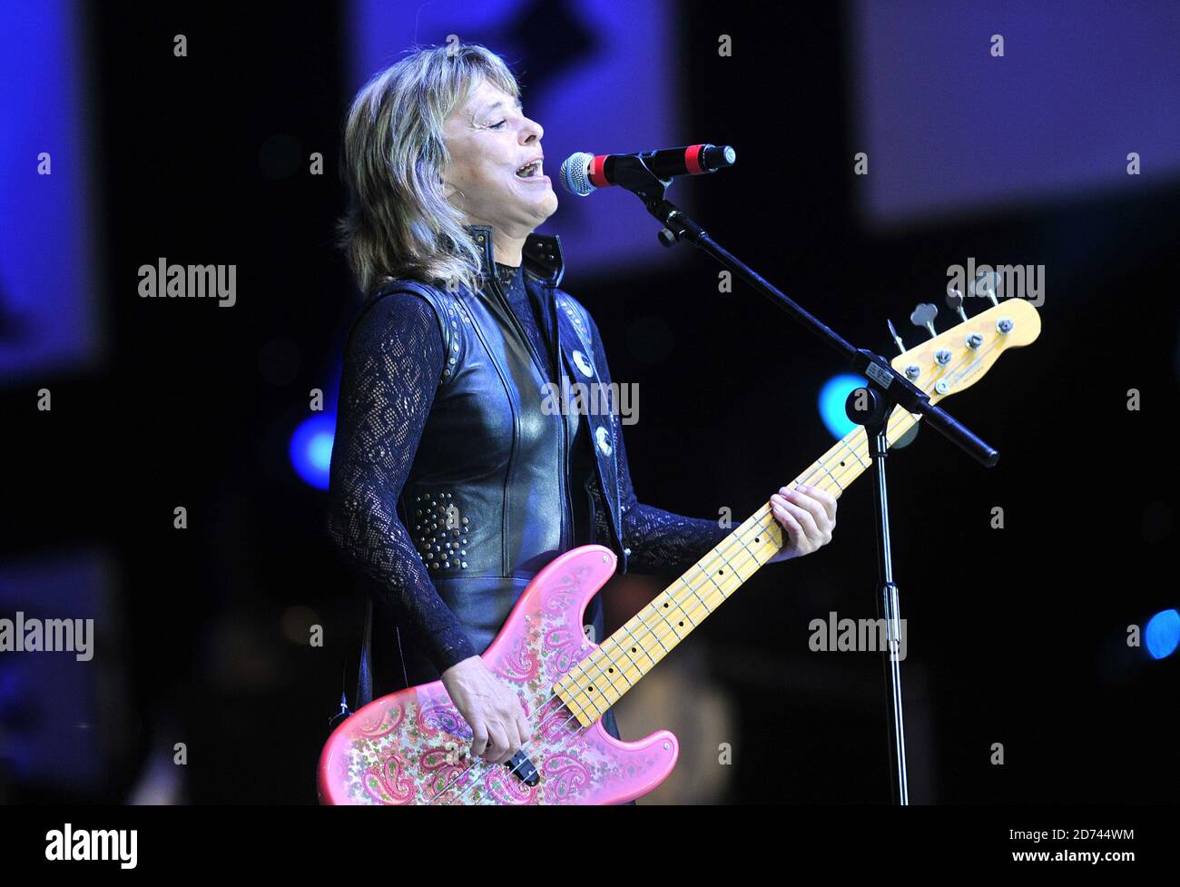 Suzi Quatro performing at the BBC Radio 2 Elvis Forever concert in Hyde Park in central London.  Stock Photo