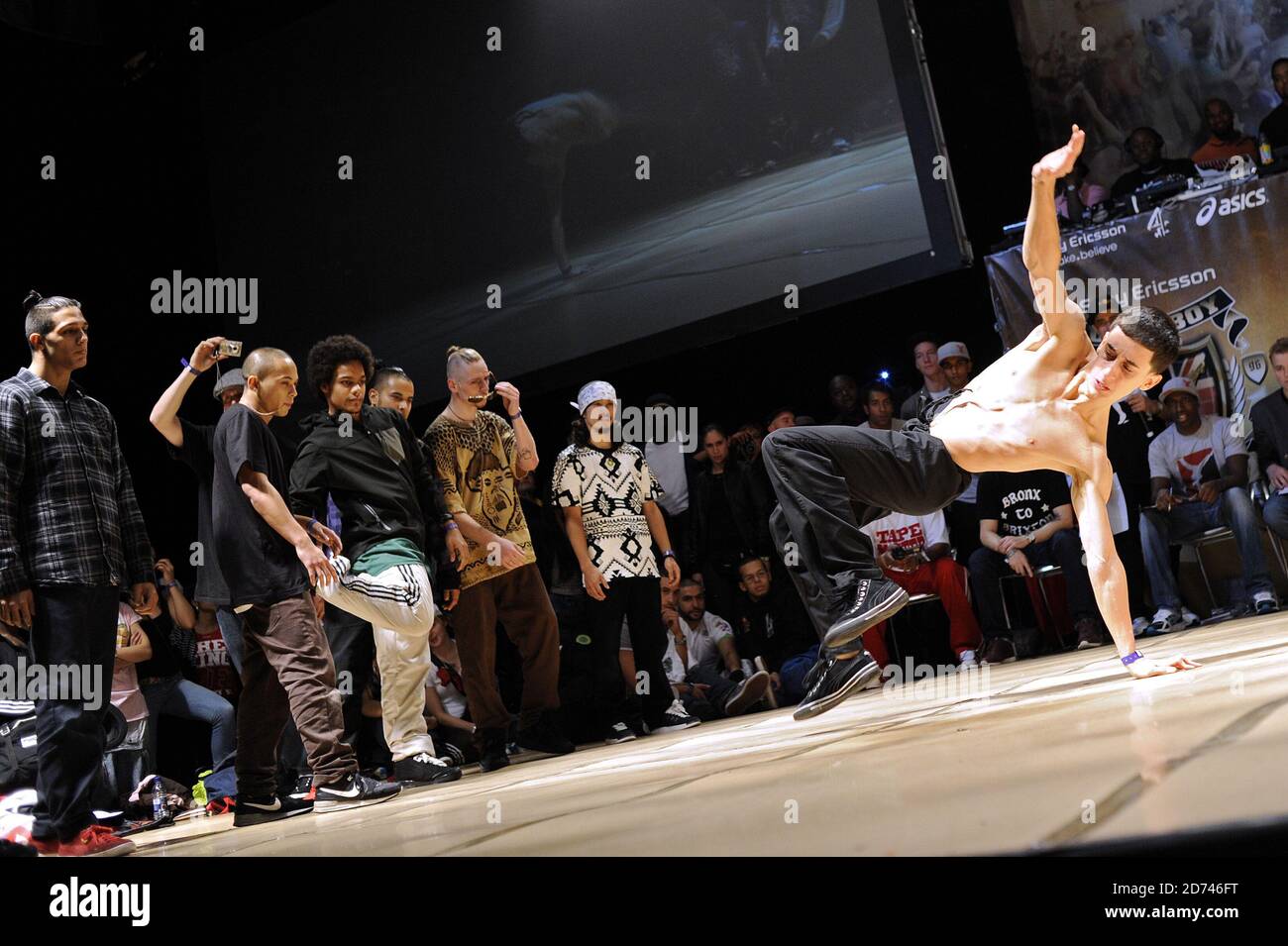 B-Boys compete at the Sony Ericsson B-Boy Championships, at the Brixton Academy in south London. Stock Photo