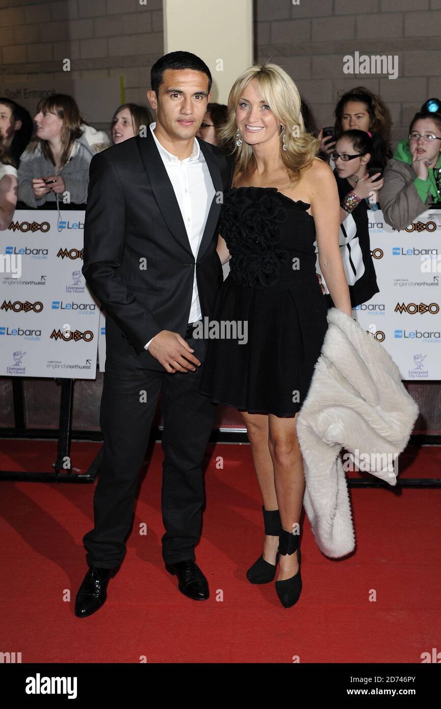 væv vækstdvale Seminar Tim Cahill and his wife Rebekah Greenhill arrive at the MOBO Awards, at the  Echo Arena in Liverpool Stock Photo - Alamy