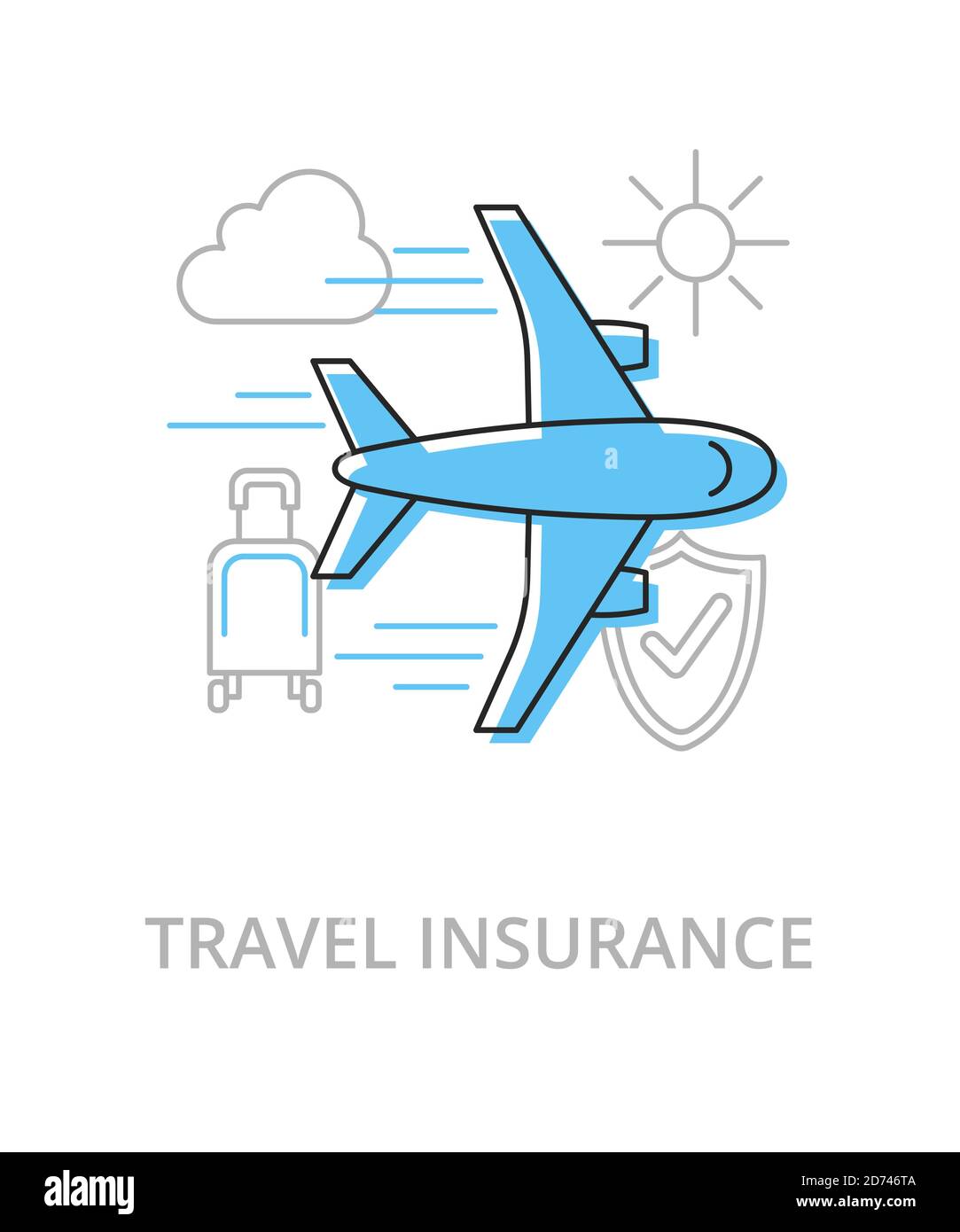 Travel flat line illustration in trend style. Complex vector icon and concept Stock Vector