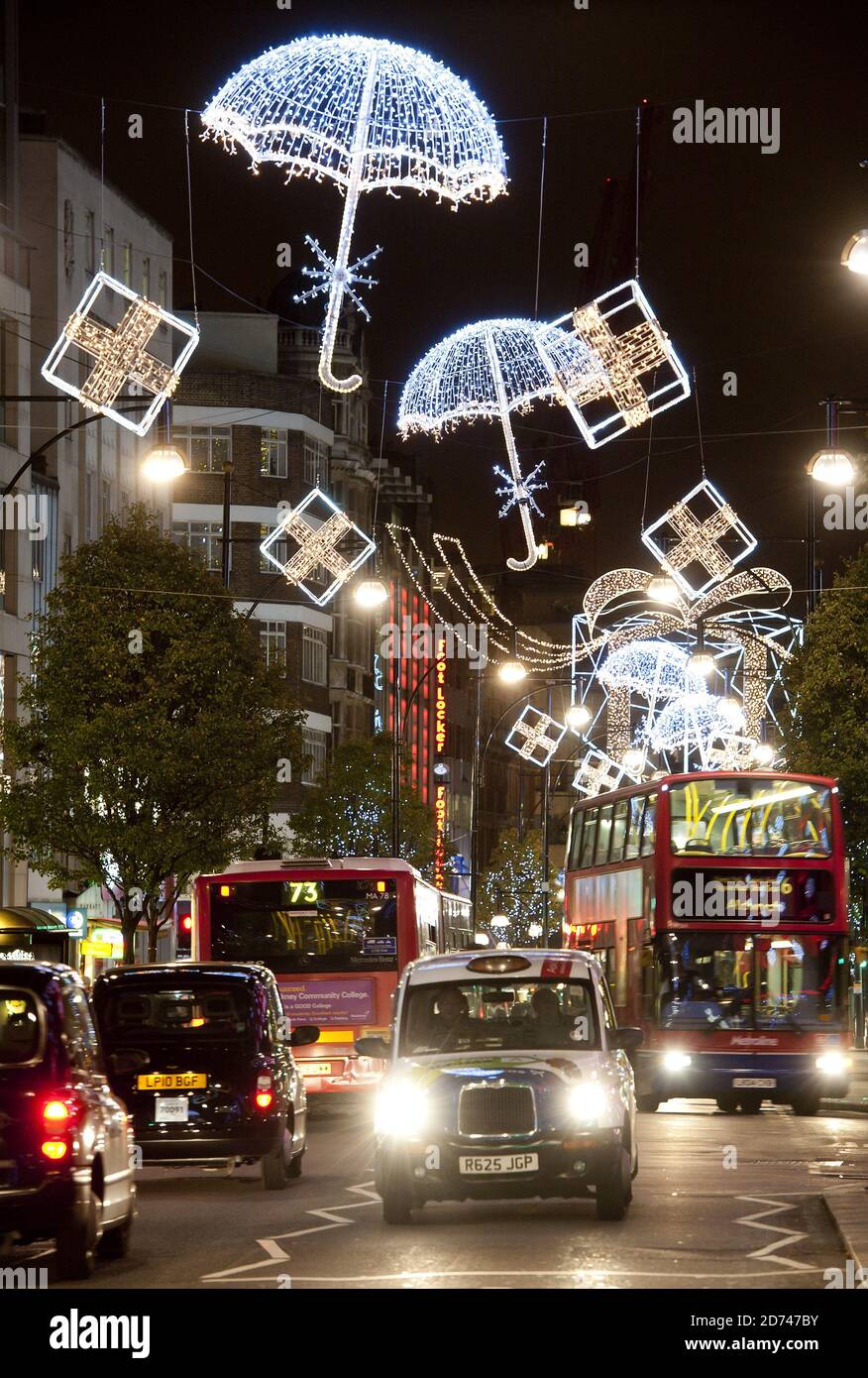 A general view of the Christmas lights on Oxford Street in central