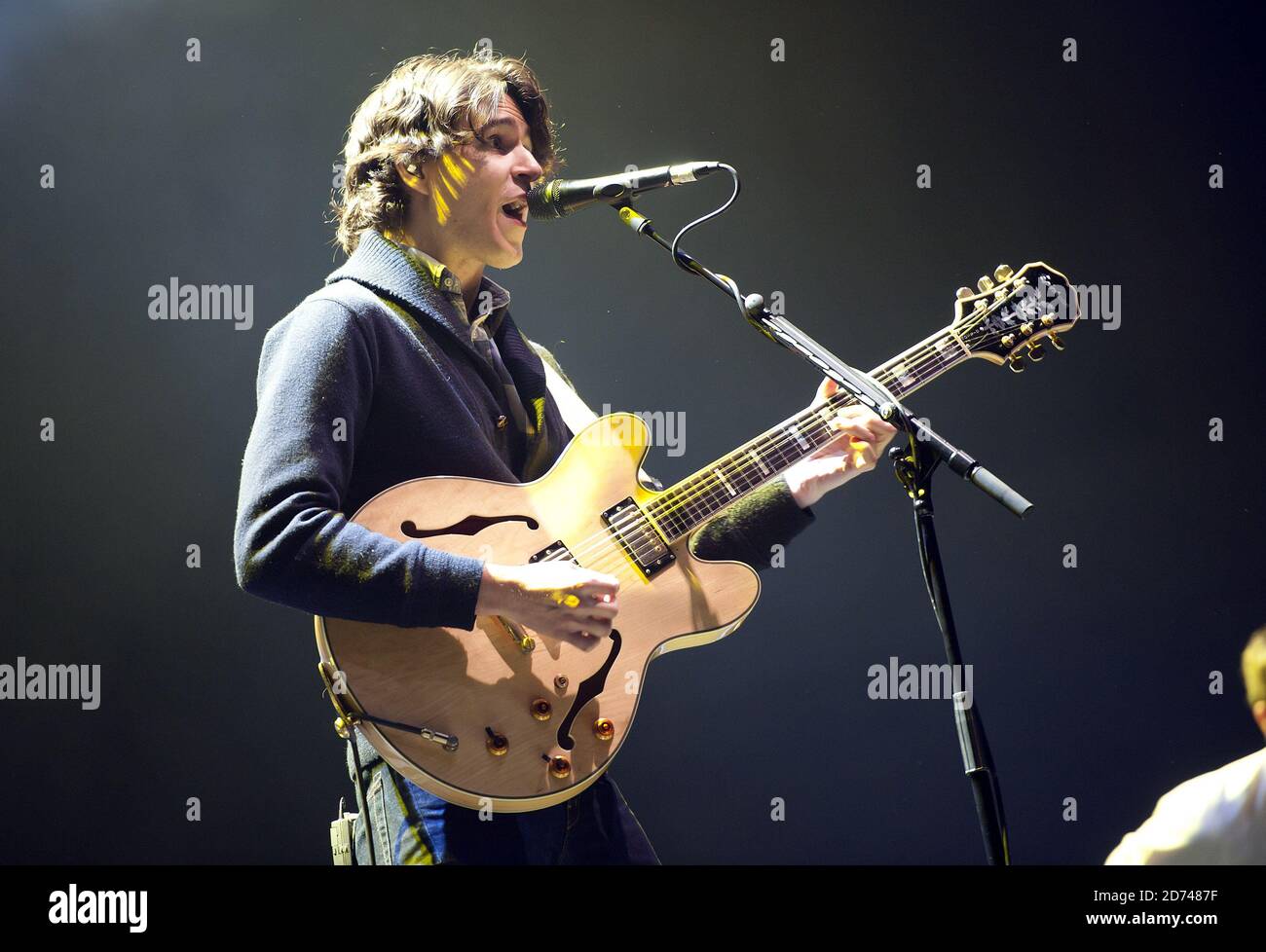 Ezra Koenig of Vampire Weekend performing at Alexandra Palace in north London Stock Photo Alamy