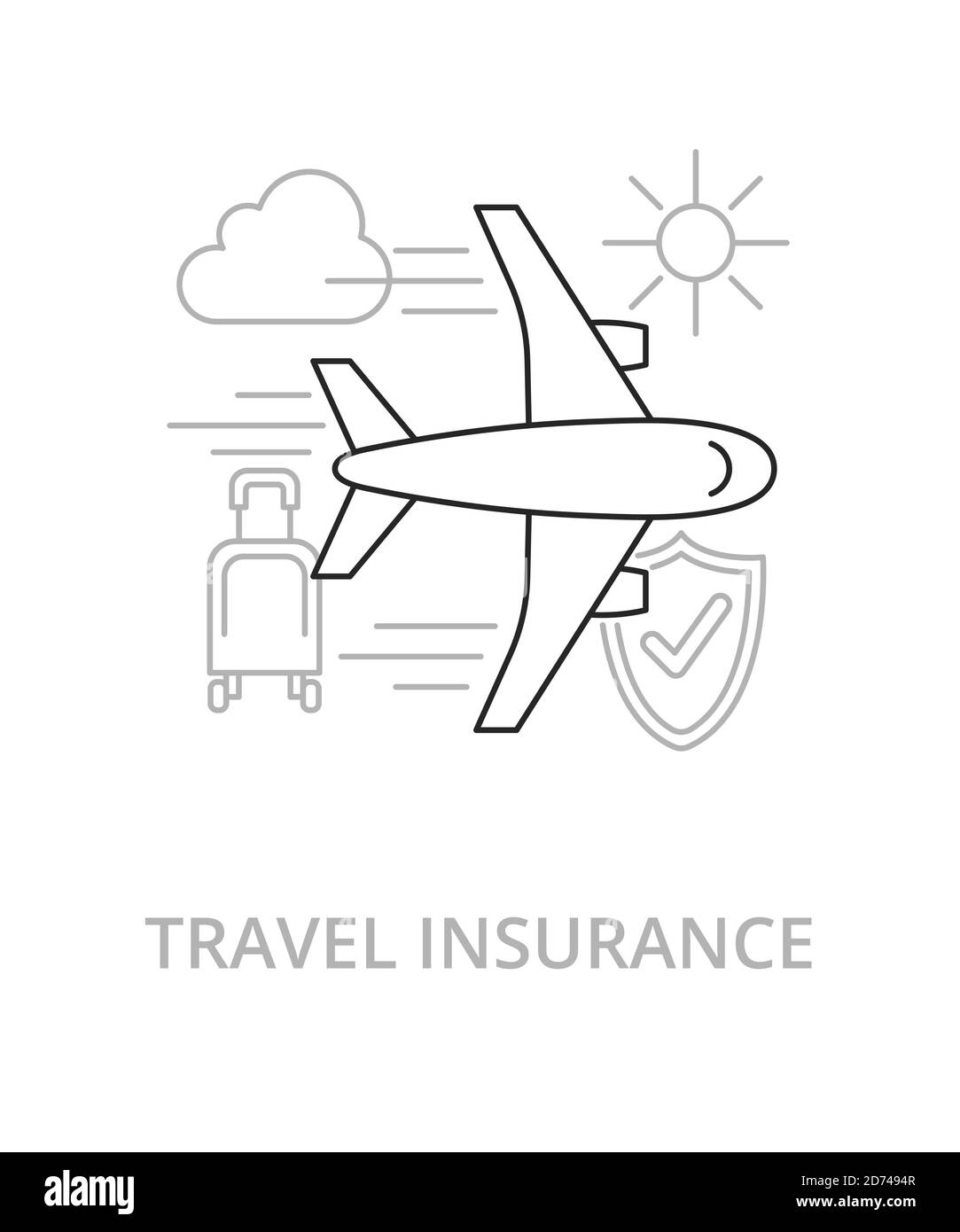 Travel flat line illustration in trend style. Complex vector icon and concept Stock Vector