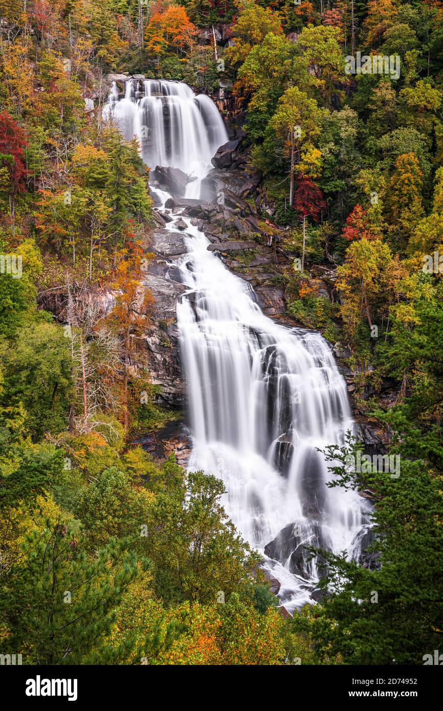 Whitewater Falls, North Carolina, USA in the autumn season. Stock Photo