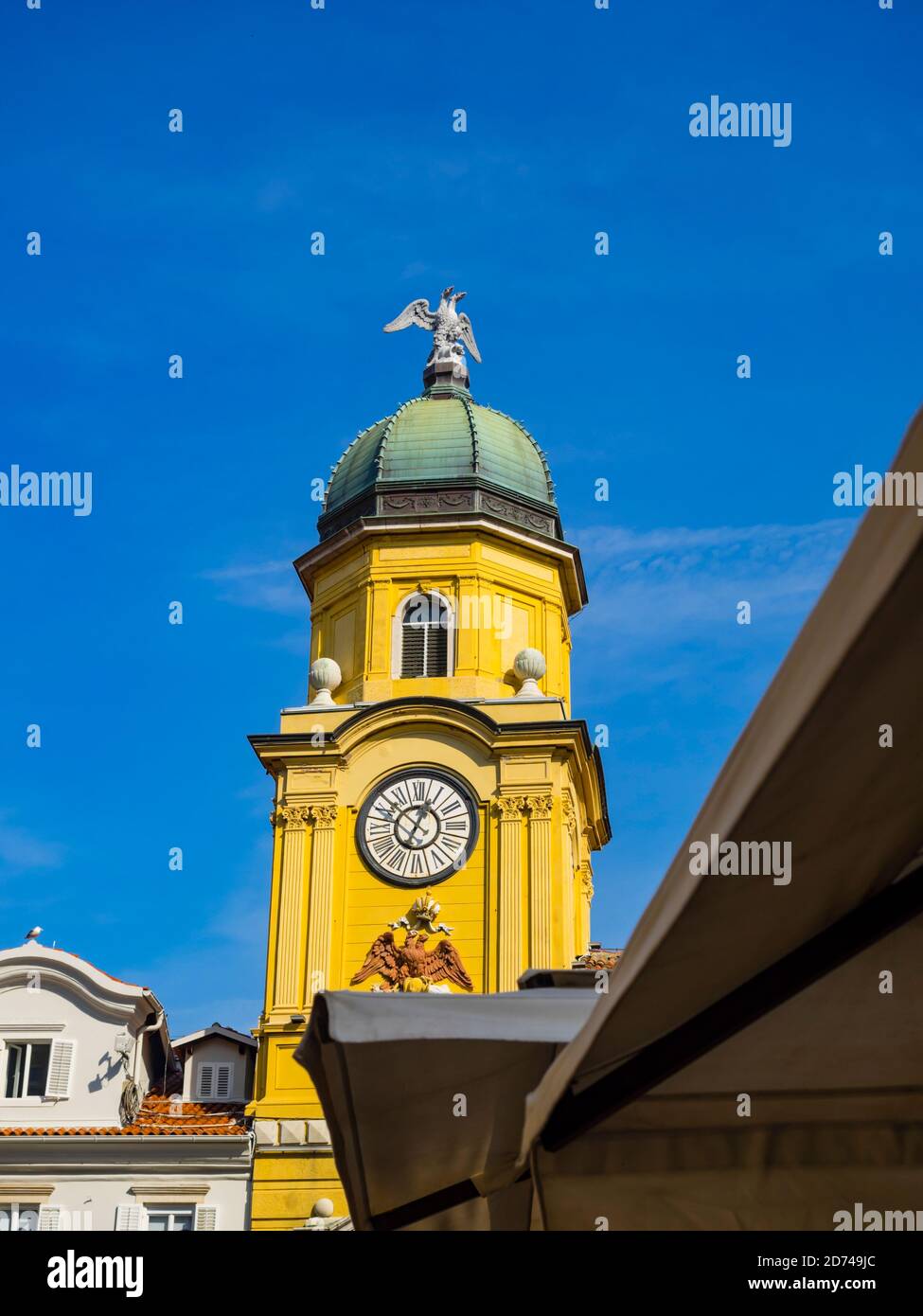 Clock tower on Korso Korzo in Rijeka in Croatia Europe Stock Photo
