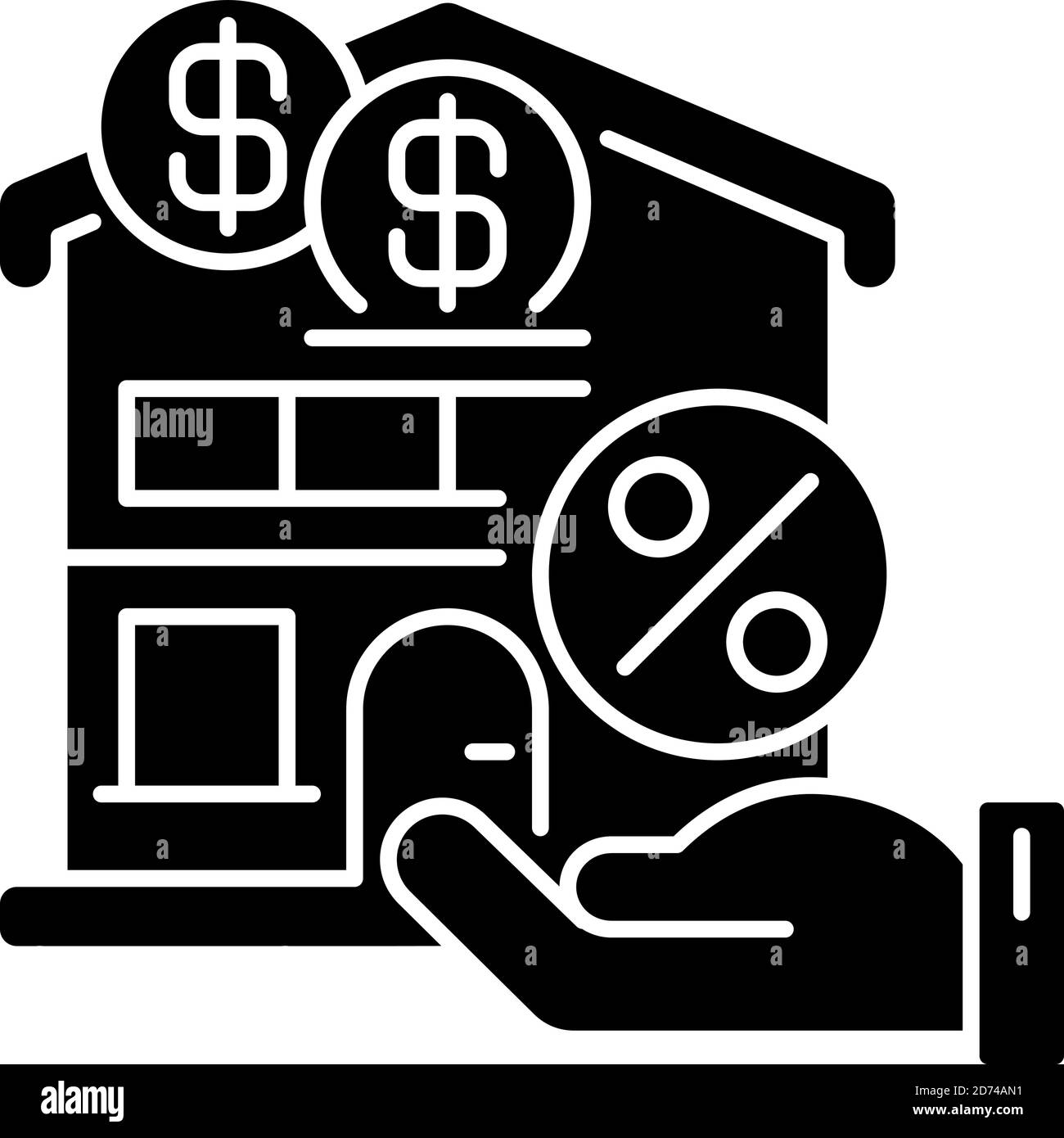 Mortgage black glyph icon Stock Vector
