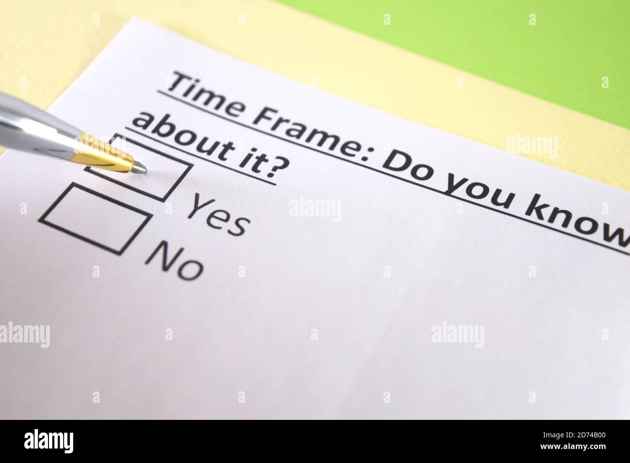 One person is answering question about time frame. Stock Photo