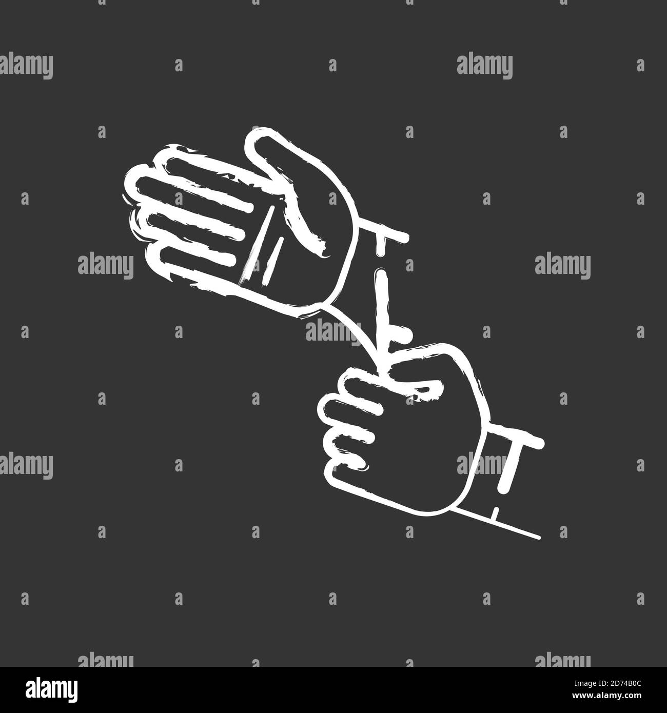 Disposable sterile gloves chalk white icon on black background Stock Vector