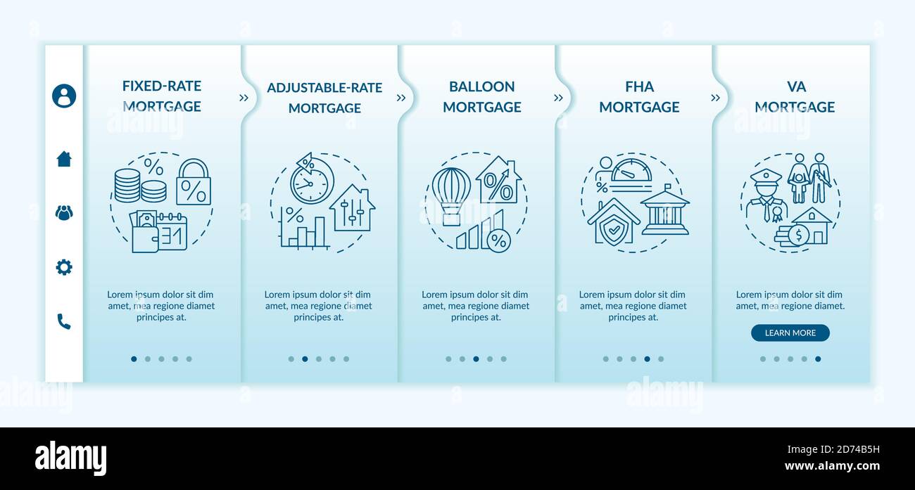 Mortgage loan types onboarding vector template Stock Vector