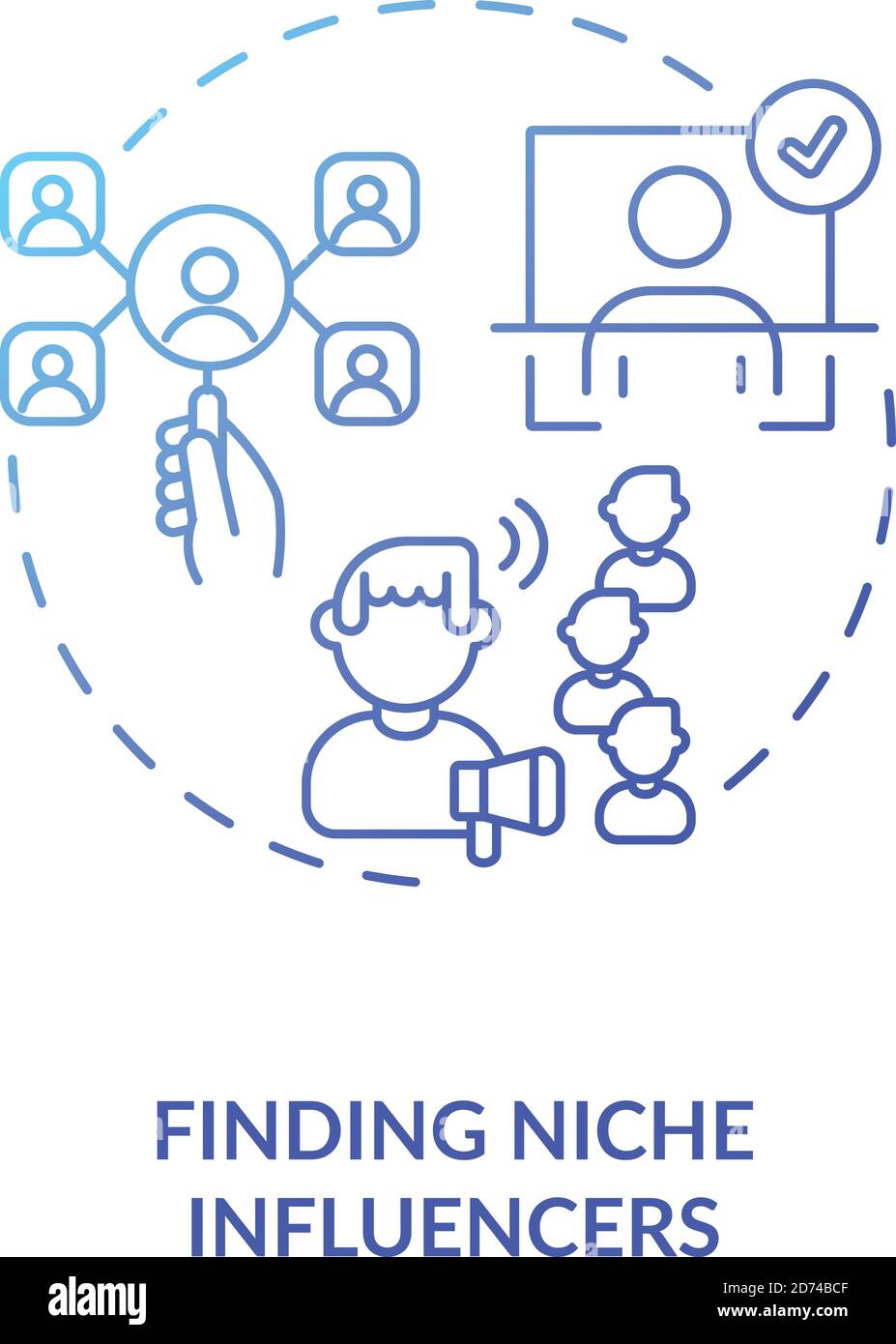 Finding niche influencers concept icon Stock Vector