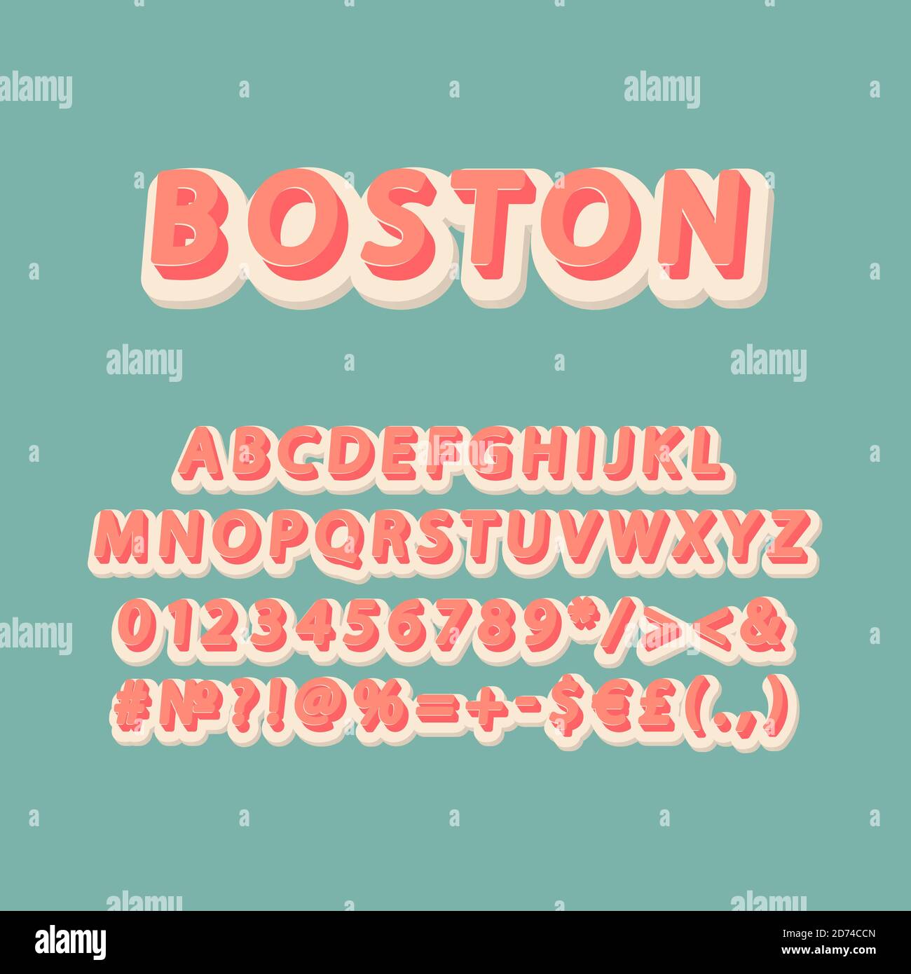 Boston header vintage 3d vector alphabet set Stock Vector Image & Art -  Alamy
