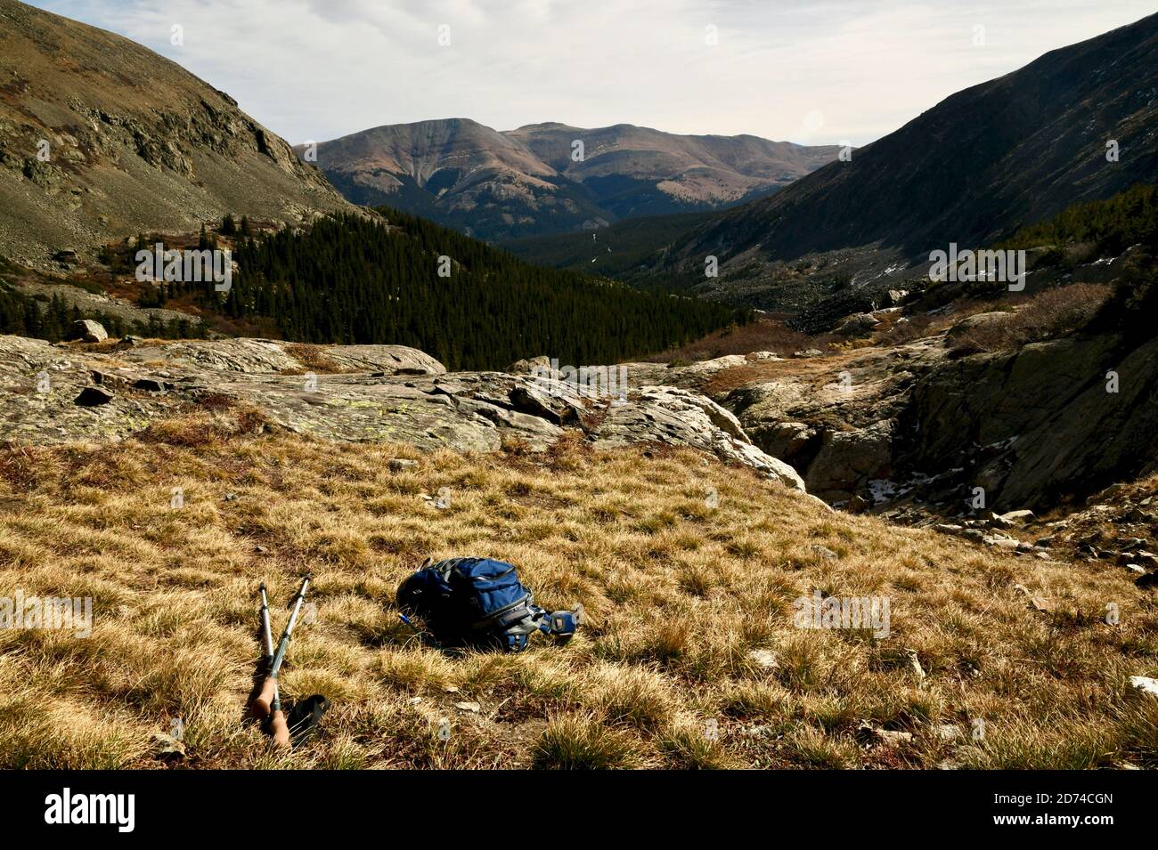 Hike on McCullough Gulch Trail along the North Side of Quandary Peak near Breckenridge, Colorado, USA Stock Photo