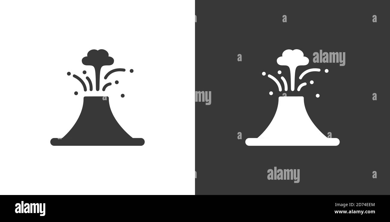 Volcano. Isolated icon on black and white background. Weather glyph vector illustration Stock Vector