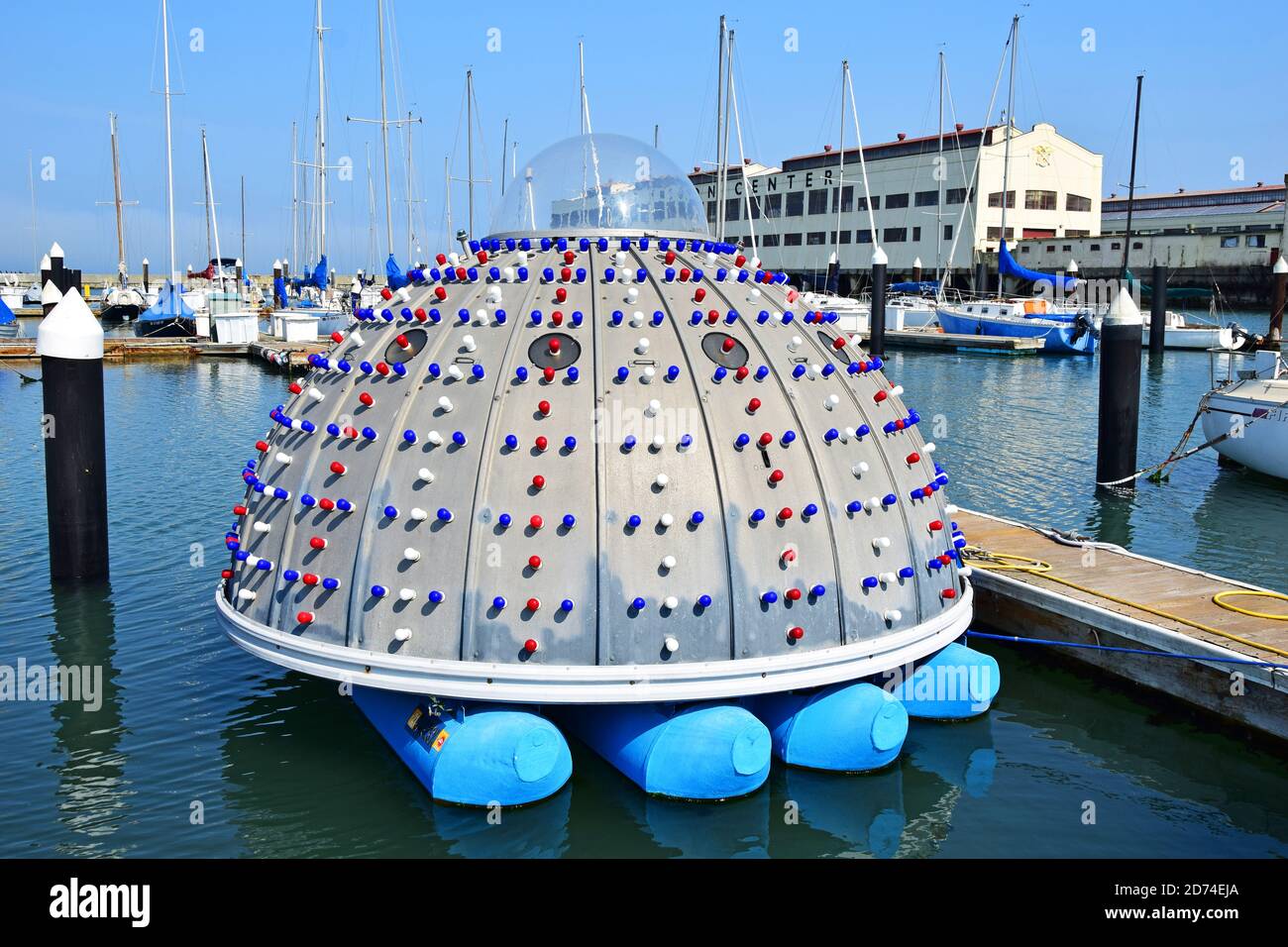 UFO Boat on San Francisco Bay Stock Photo