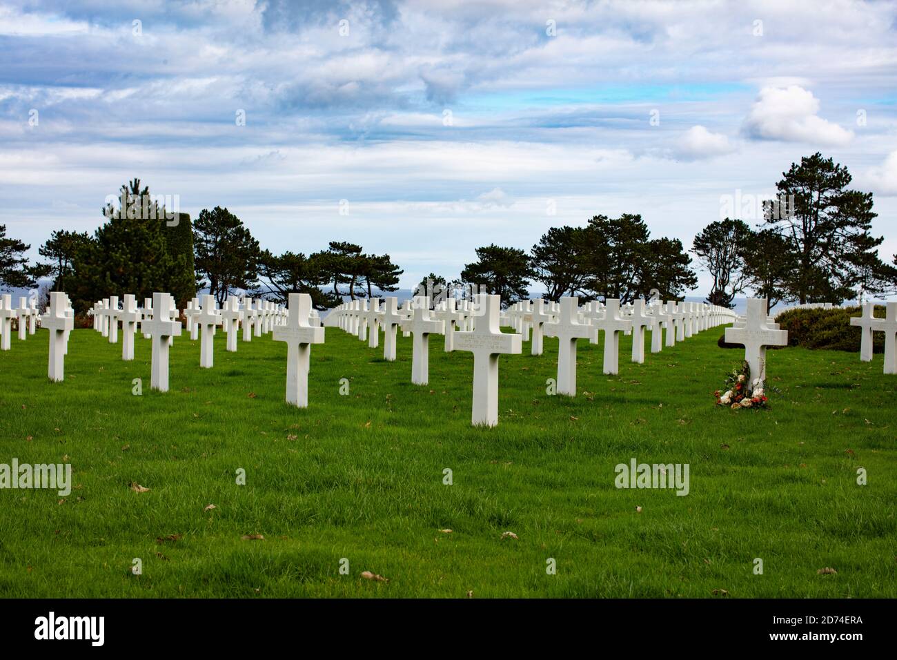 US Cemetery at Omaha Beach for US Soldiers of the 2nd World War Stock Photo