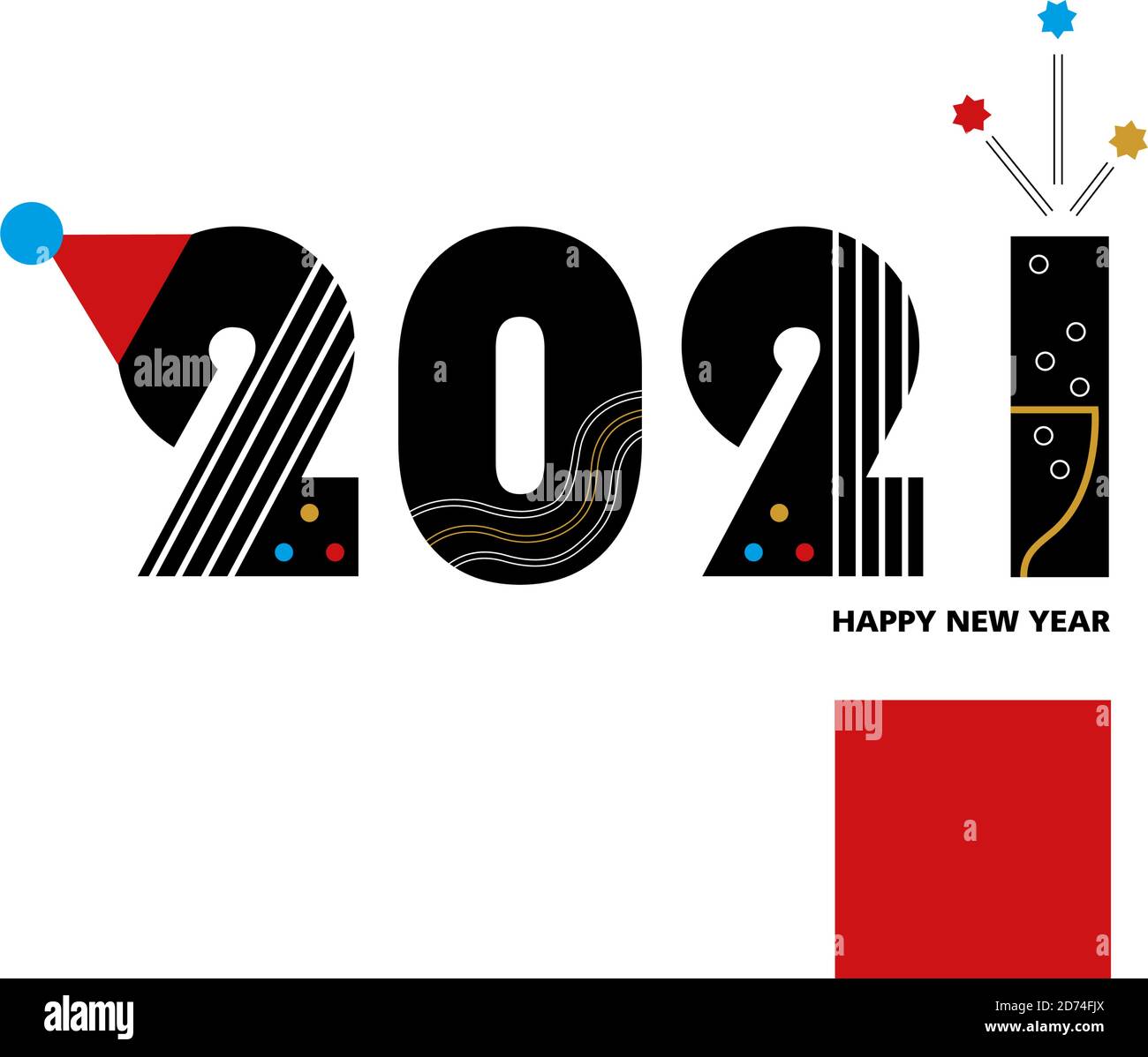 21 Happy New Year Postcard Template For Poster Banner Facebook Site Cover Modern Bauhaus Style Stock Vector Image Art Alamy