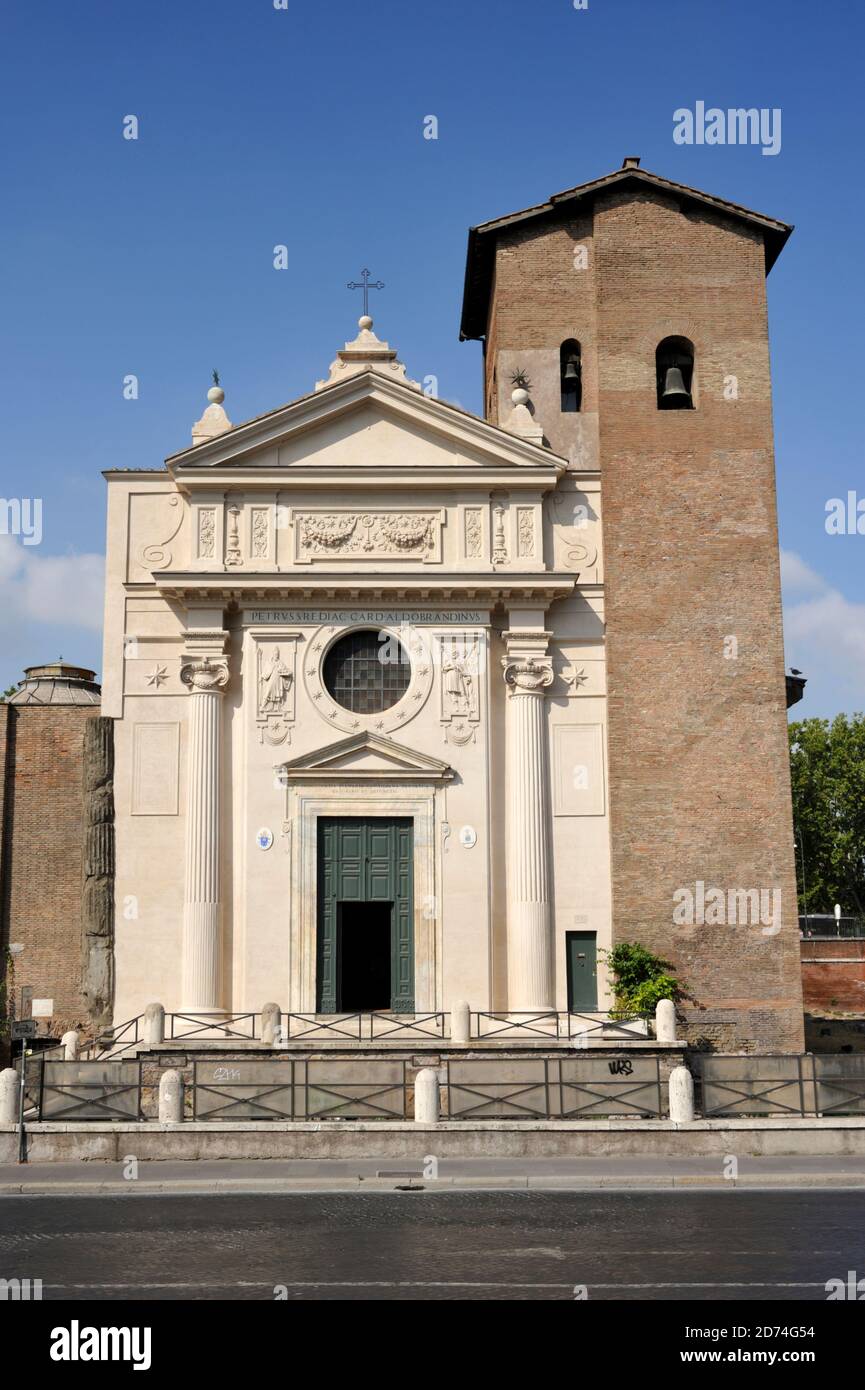 italy, rome, church of san nicola in carcere, facade by giacomo della porta Stock Photo