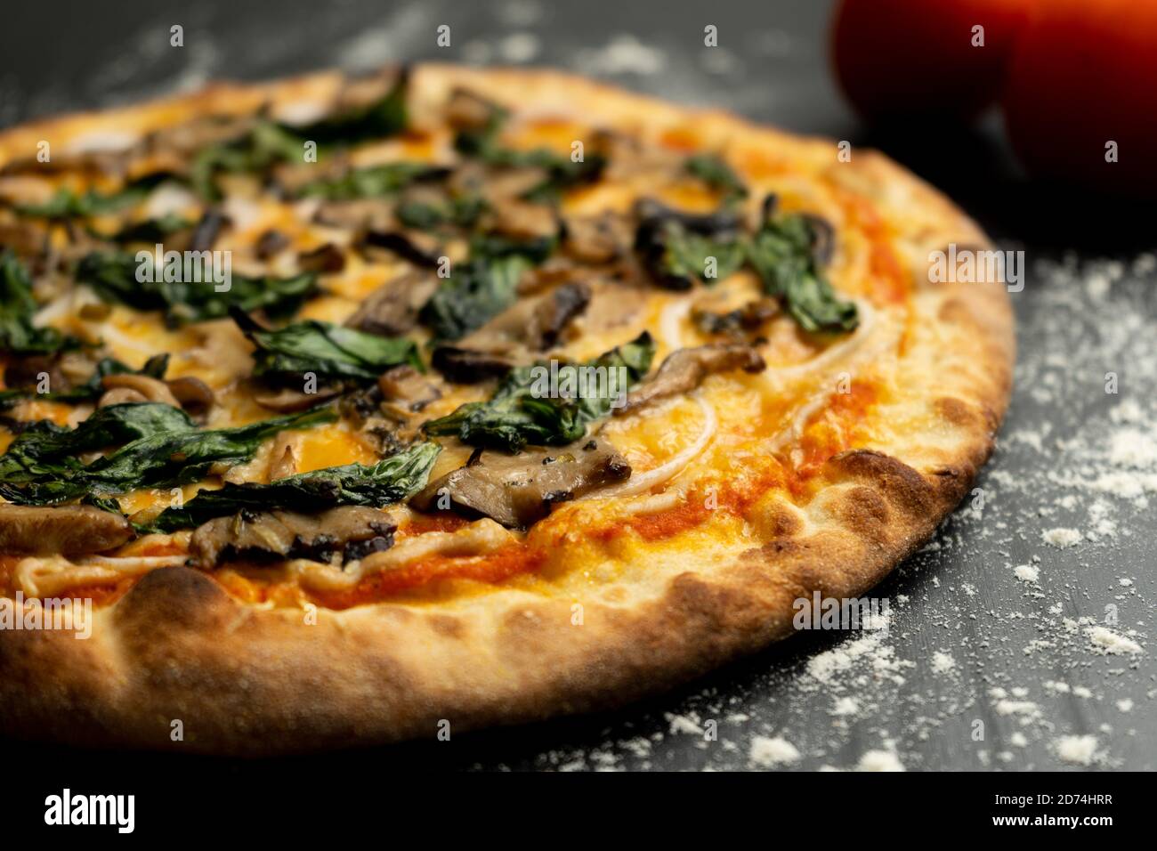 Vegan Shiitake Mushrooms and Spinach Pizza Stock Photo Alamy