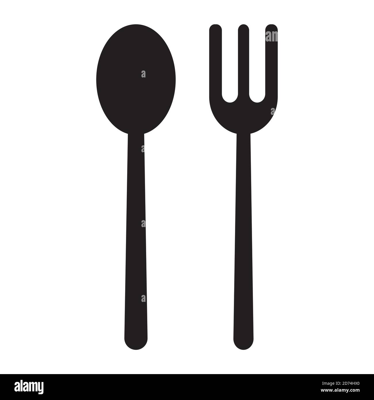 Fork and Spoon simple flat icon. Restaurant sign vector illustration