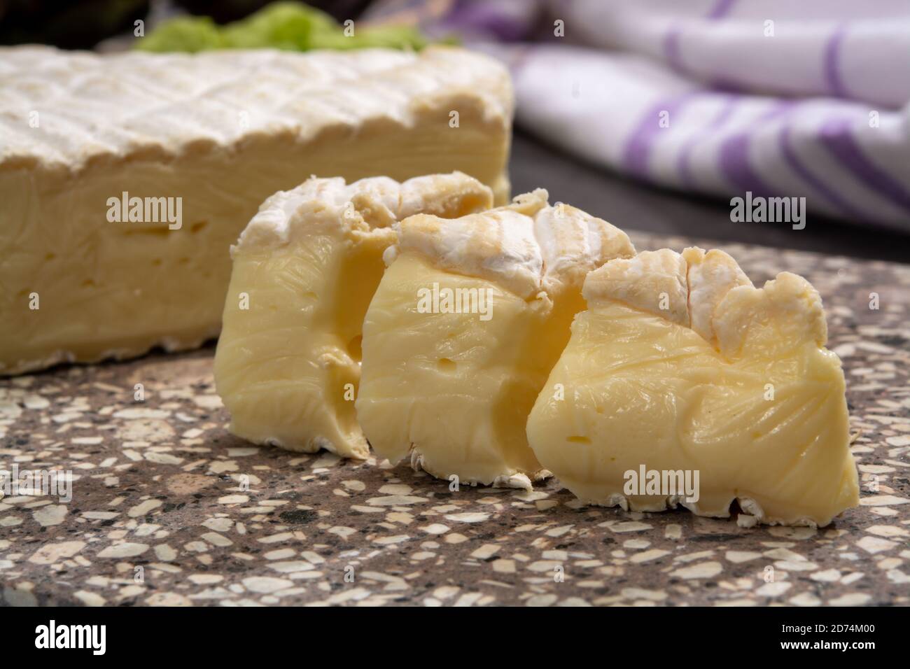 Cheese collection, French brie de Meaux cheese from SeineetMarne region with white mould close