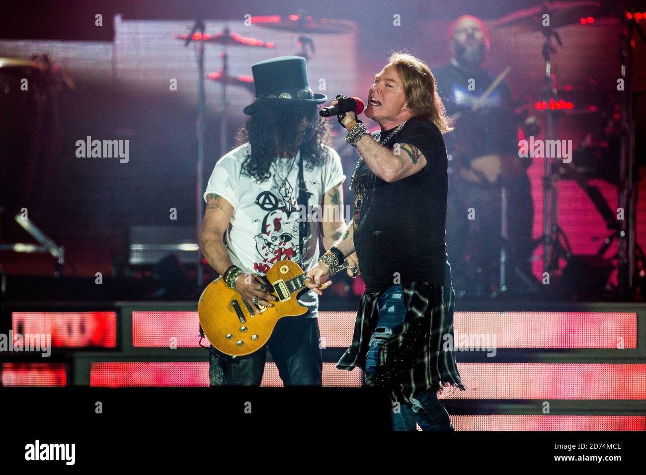 Copenhagen, Denmark. 27th, June 2017. The American rock band Guns N' Roses  performs a live concert at Telia Parken in Copenhagen. Here vocalist Axl  Rose is seen live on stage with guitarist