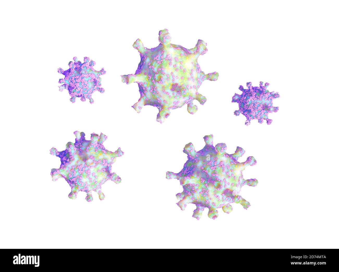 Bright beautiful coronavirus cells isolated on white, COVID-19. 3d illustration Stock Photo