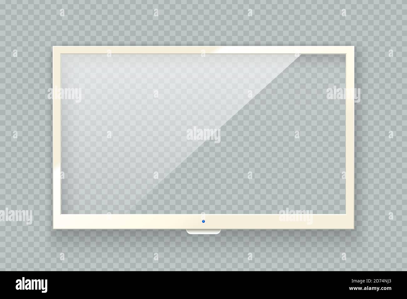 Vector realistic white TV led screen isolated on transparent background. Modern lcd panel. Computer monitor display mockup. Blank television graphic d Stock Vector