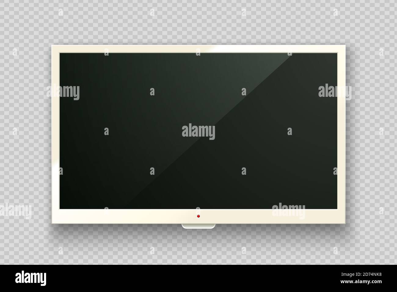 Vector realistic white TV led screen isolated on transparent background. Modern lcd panel. Computer monitor display mockup. Blank television graphic d Stock Vector