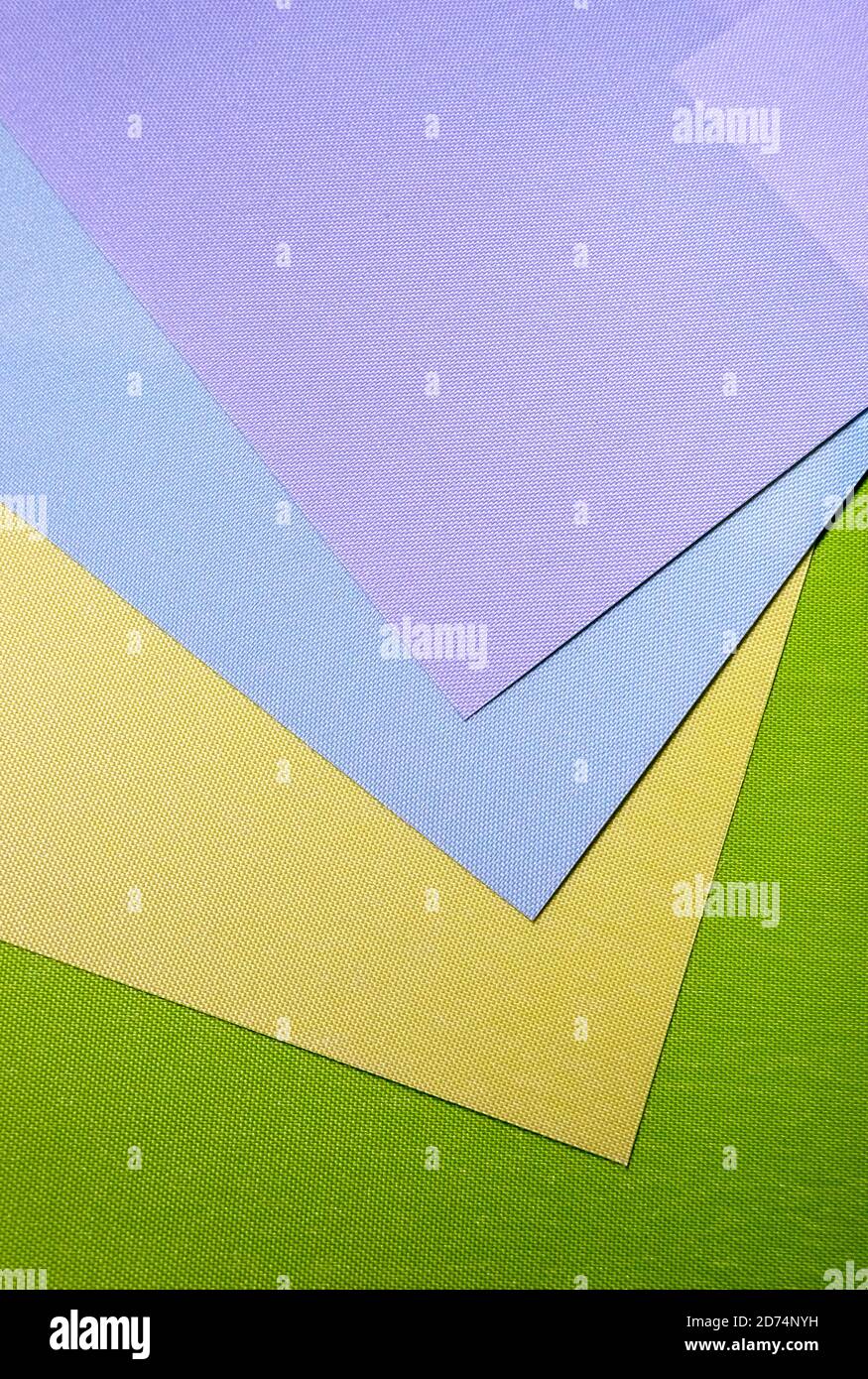 Various colored fabric samples. Stock Photo