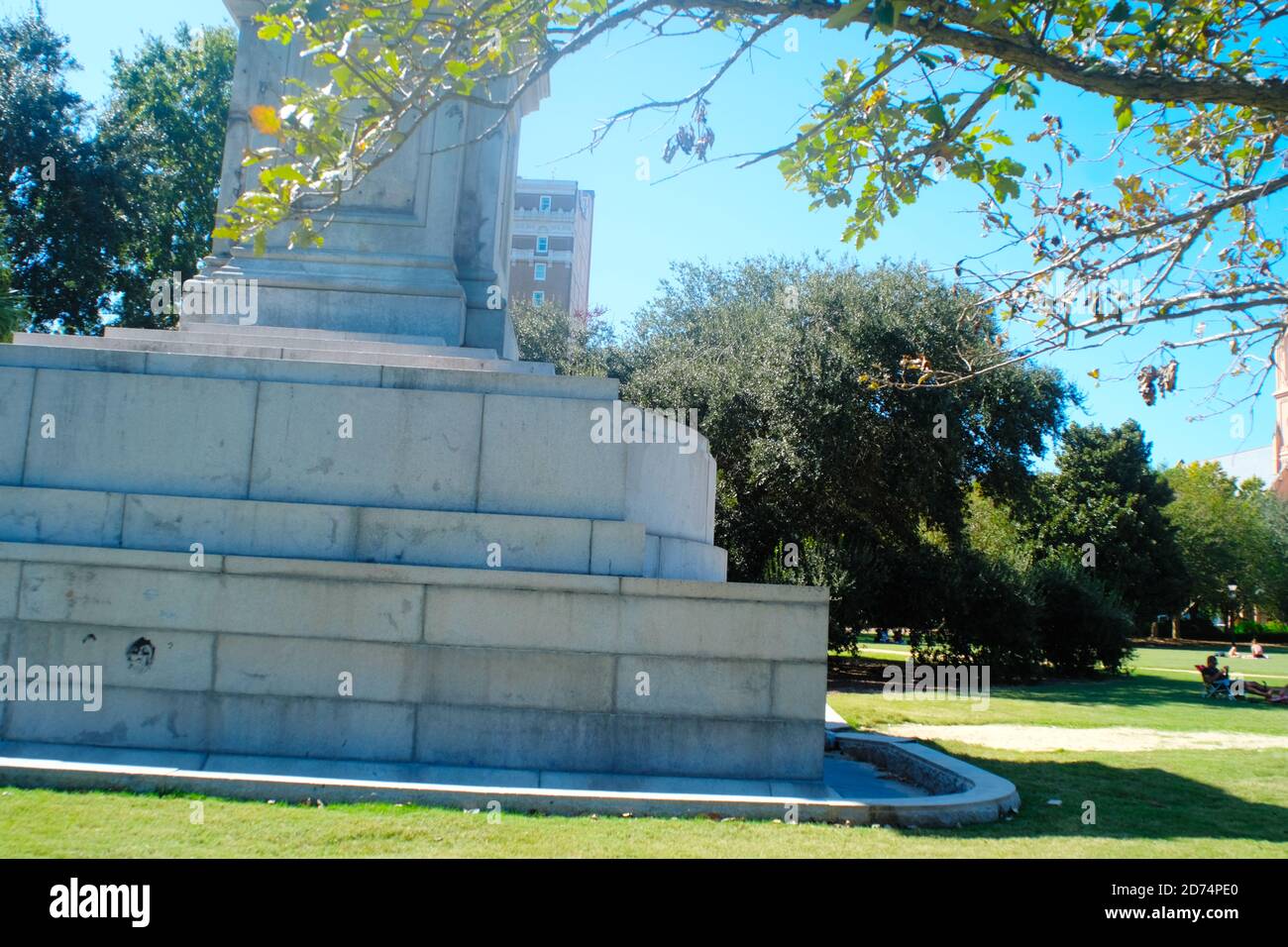 Southern Railway Offices, HS Hunley Civil War Sub, Best Friend of Charleston 1842 train, Plants, Base of Stature for Calhoun Was Politically Removed. Stock Photo
