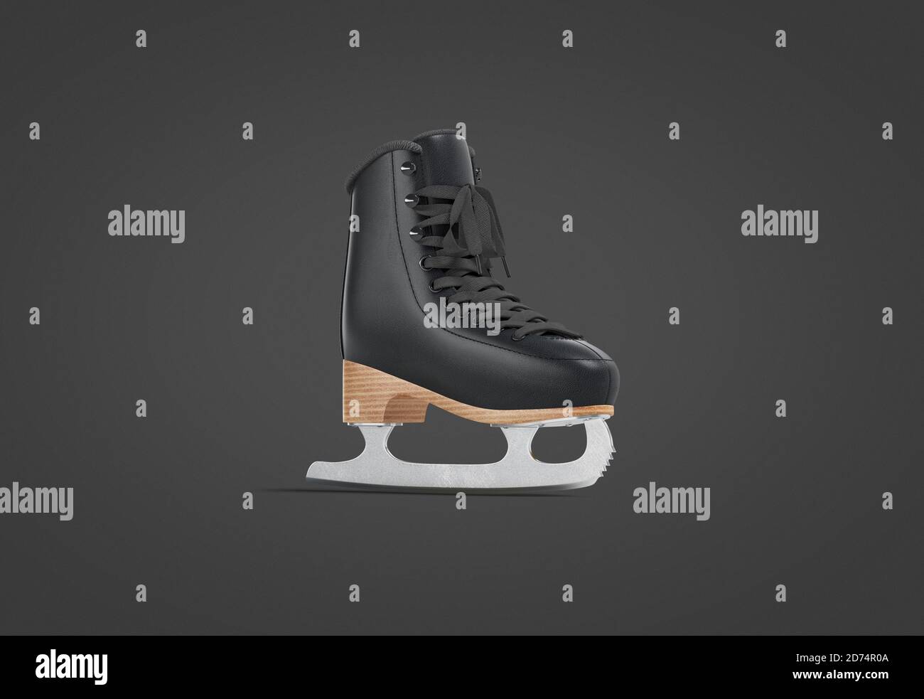 Blank black ice skates with blade mock up, dark background Stock Photo ...